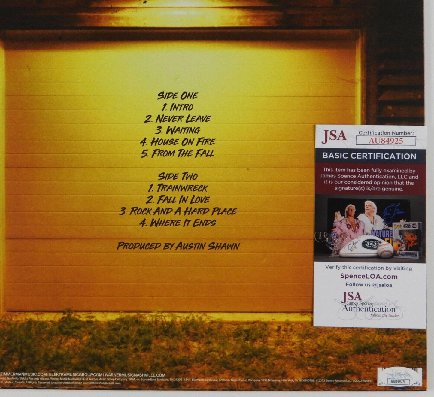 Bailey Zimmerman JSA Signed Autograph Album Record Vinyl Leave The Light On