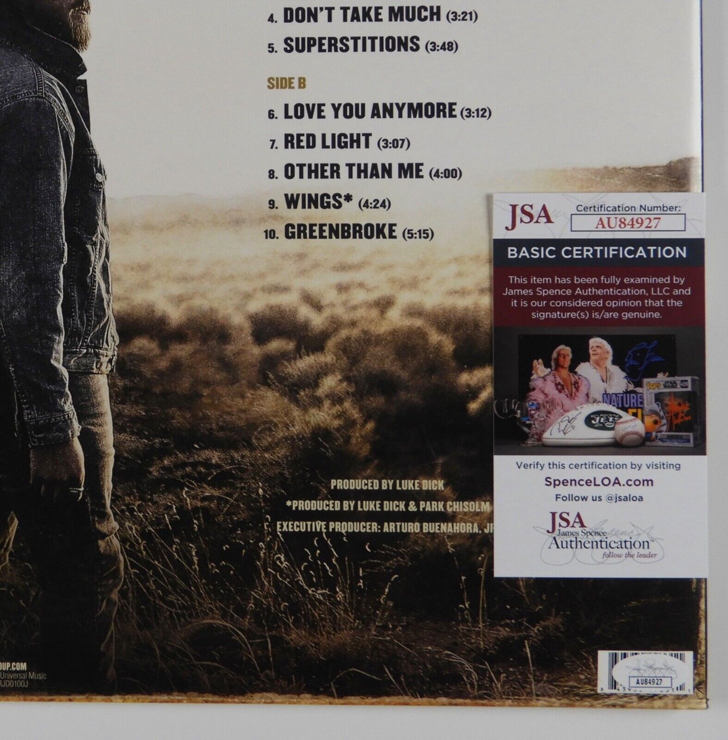 Jackson Dean JSA Signed Autograph Album Record Vinyl Greenbroke