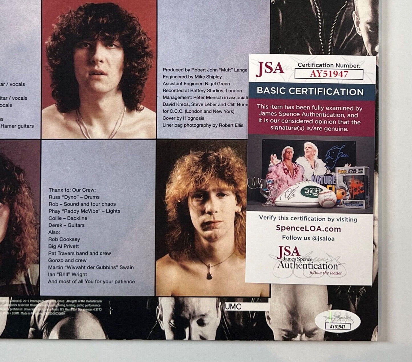 Def Leppard JSA Signed Autograph High n Dry Album Cover