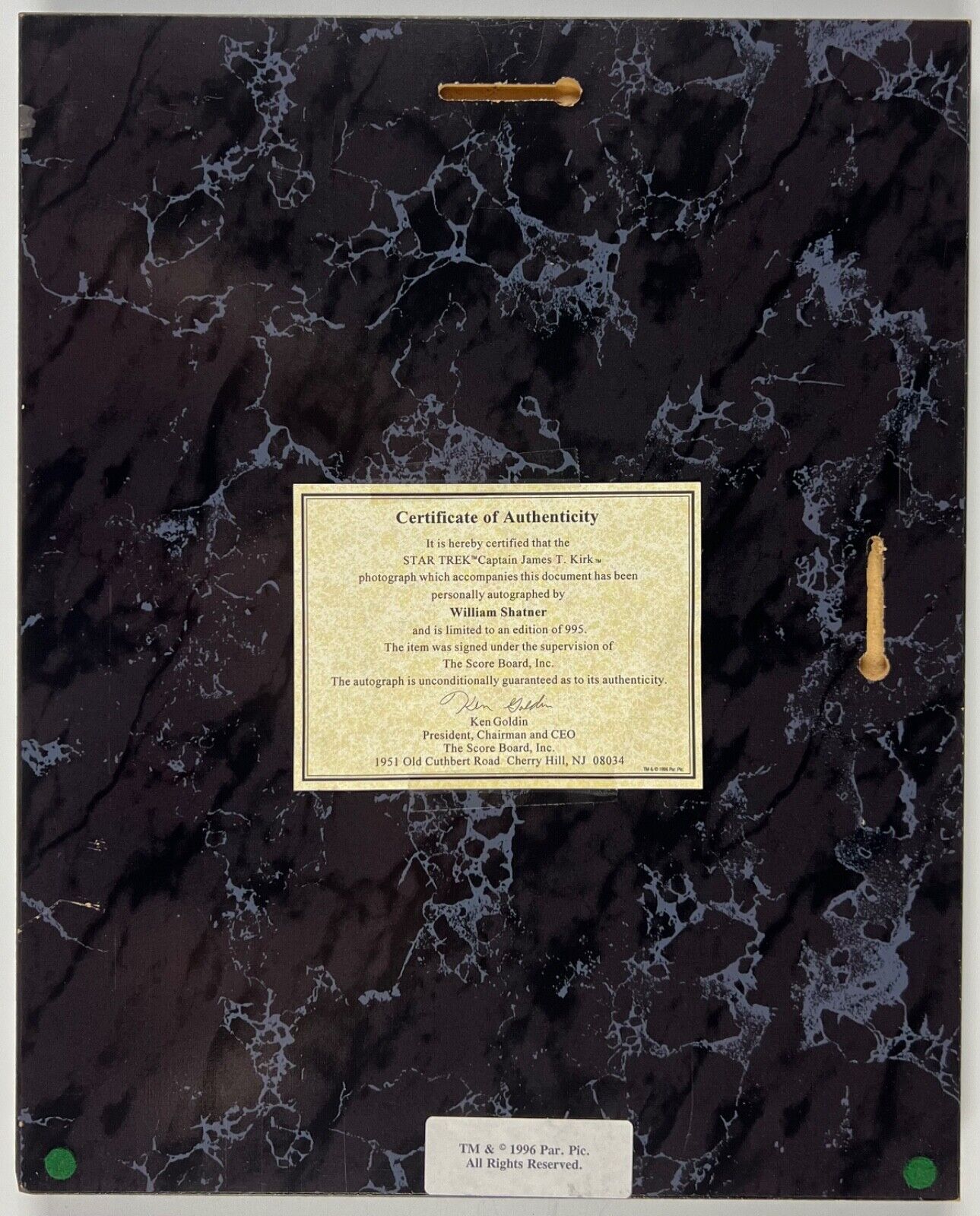 William Shatner Signed Autograph Star Trek Kirk Plaque Score Board