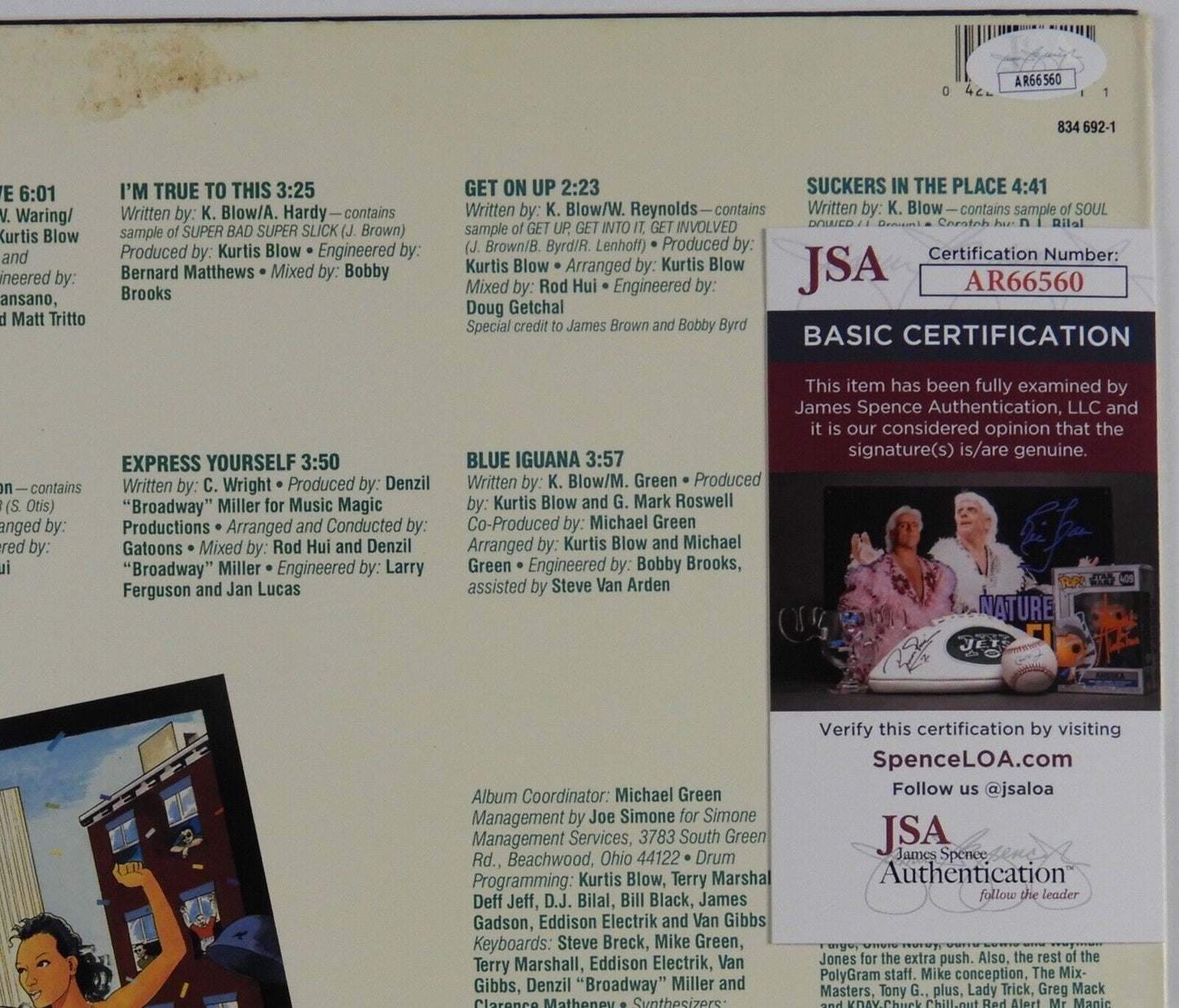 Kurtis Blow JSA Signed Autograph Album Record Vinyl Back By Popular Demand