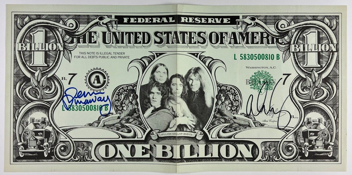 Alice Cooper JSA Autograph Signed Billion Dollars Babies Album Insert