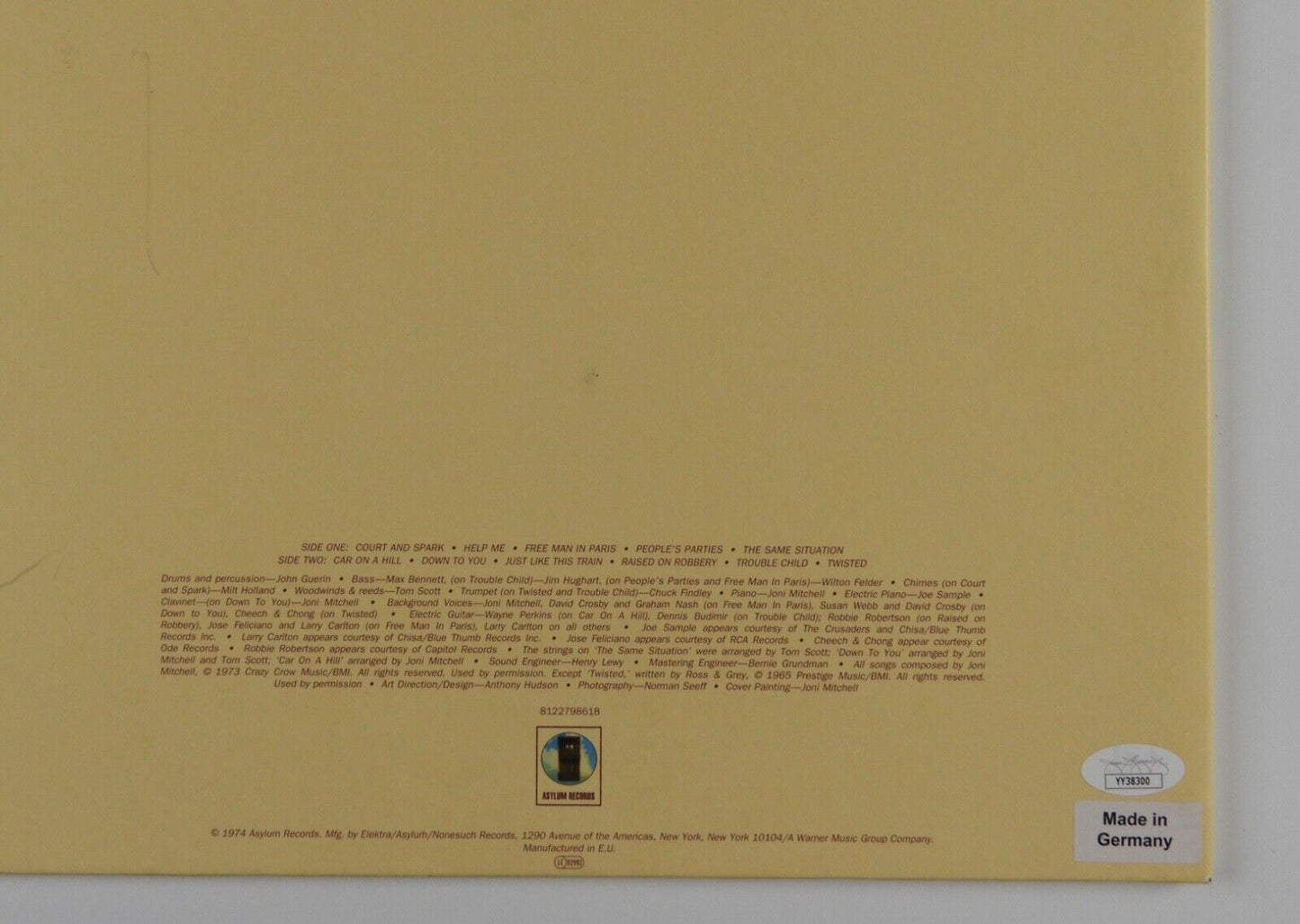 Joni Mitchell Autograph JSA Signed Record Vinyl Album Court and Spark
