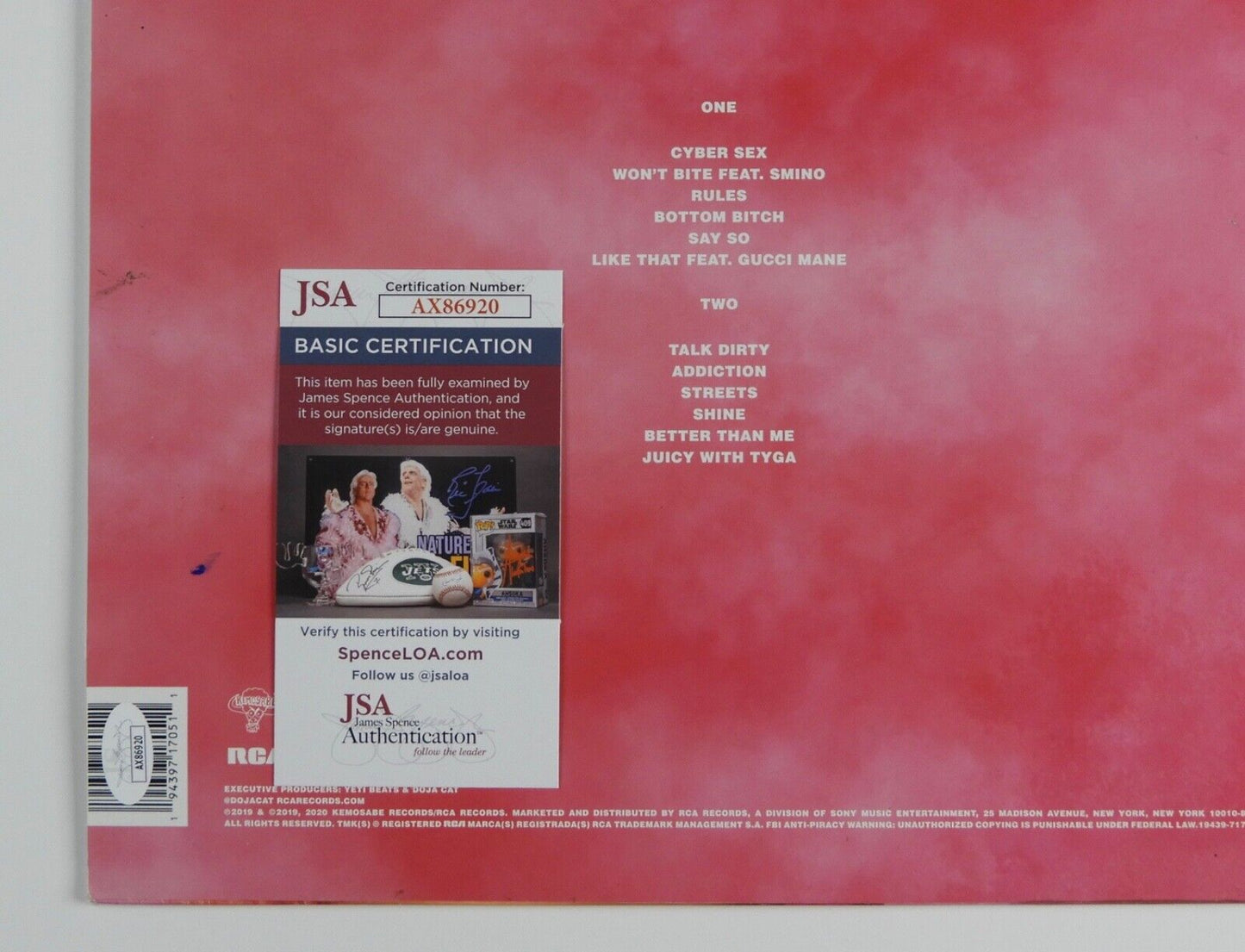 Doja Cat JSA Signed Autograph Record Album Vinyl Hot Pink