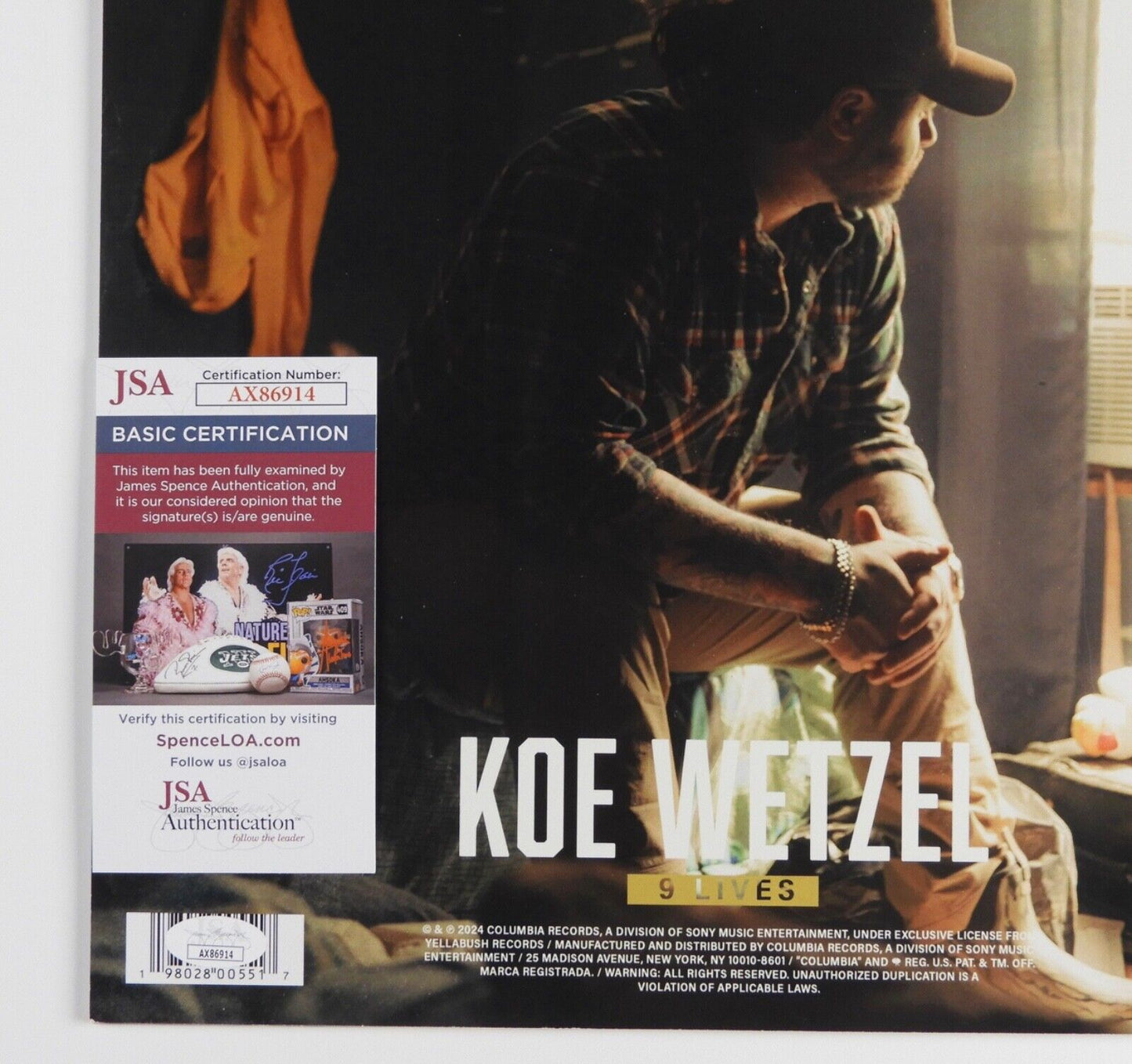 Koe Wetzel JSA Signed Autograph Record Album Vinyl 9 Lives