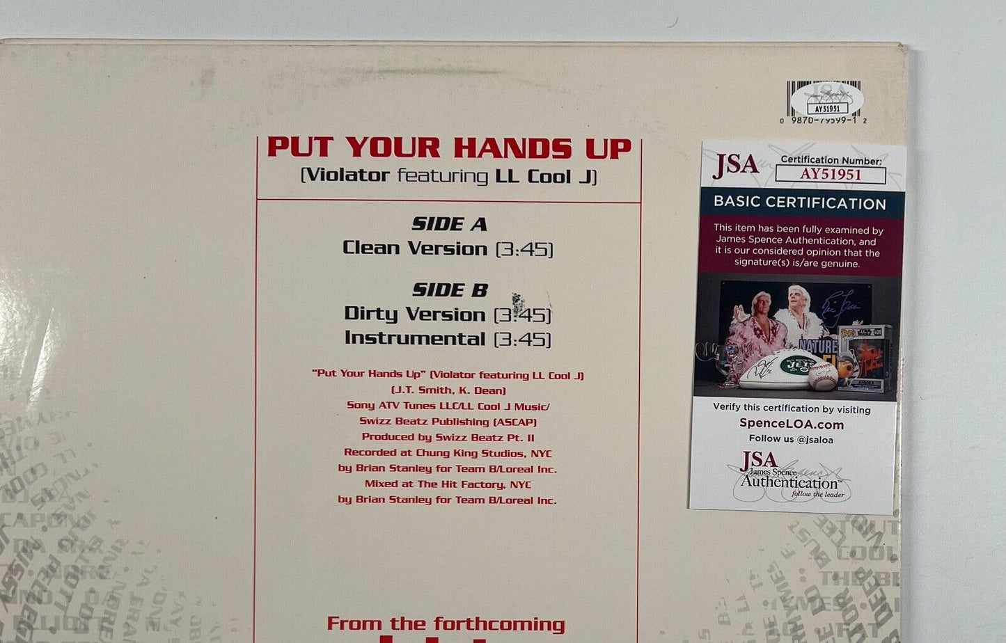 LL Cool J JSA Autograph Signed Record Vinyl Violator 12 inch