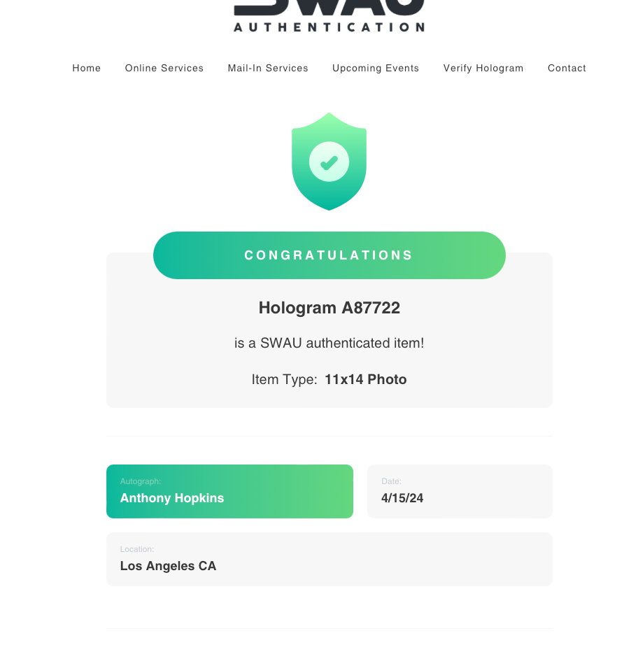 Anthony Hopkins Autograph Signed 11 x 14 Photo Silence Of The Lambs Hannibal