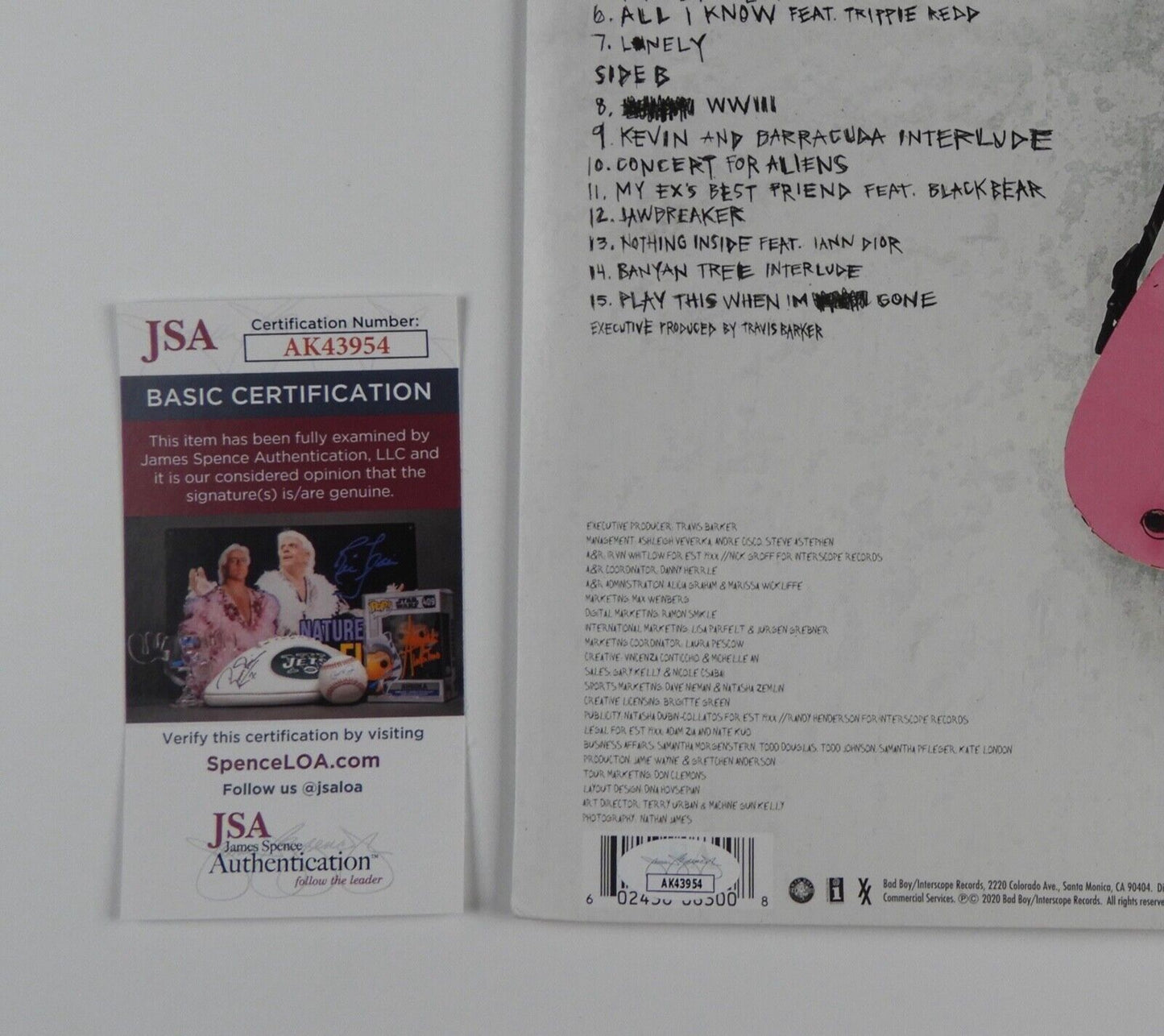 MGK Machine Gun Kelly JSA Signed Autograph Album Record Tickets To My Downfall