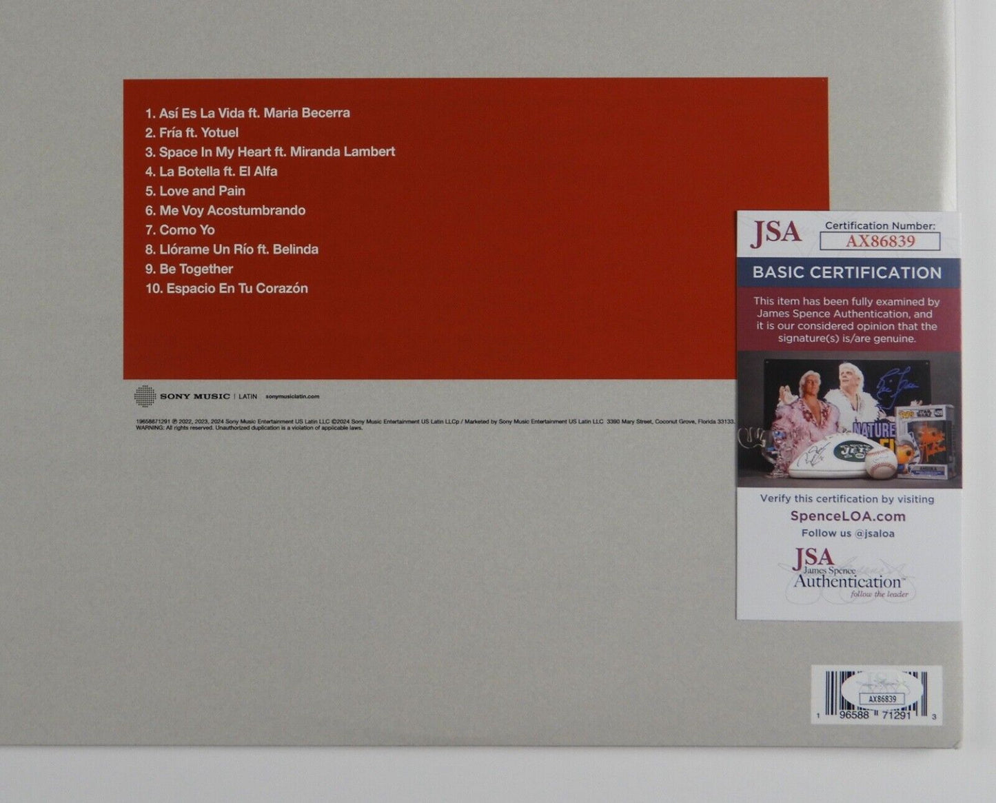 Enrique Iglesias JSA Signed Autograph Album Record Vinyl Final Vol. 2