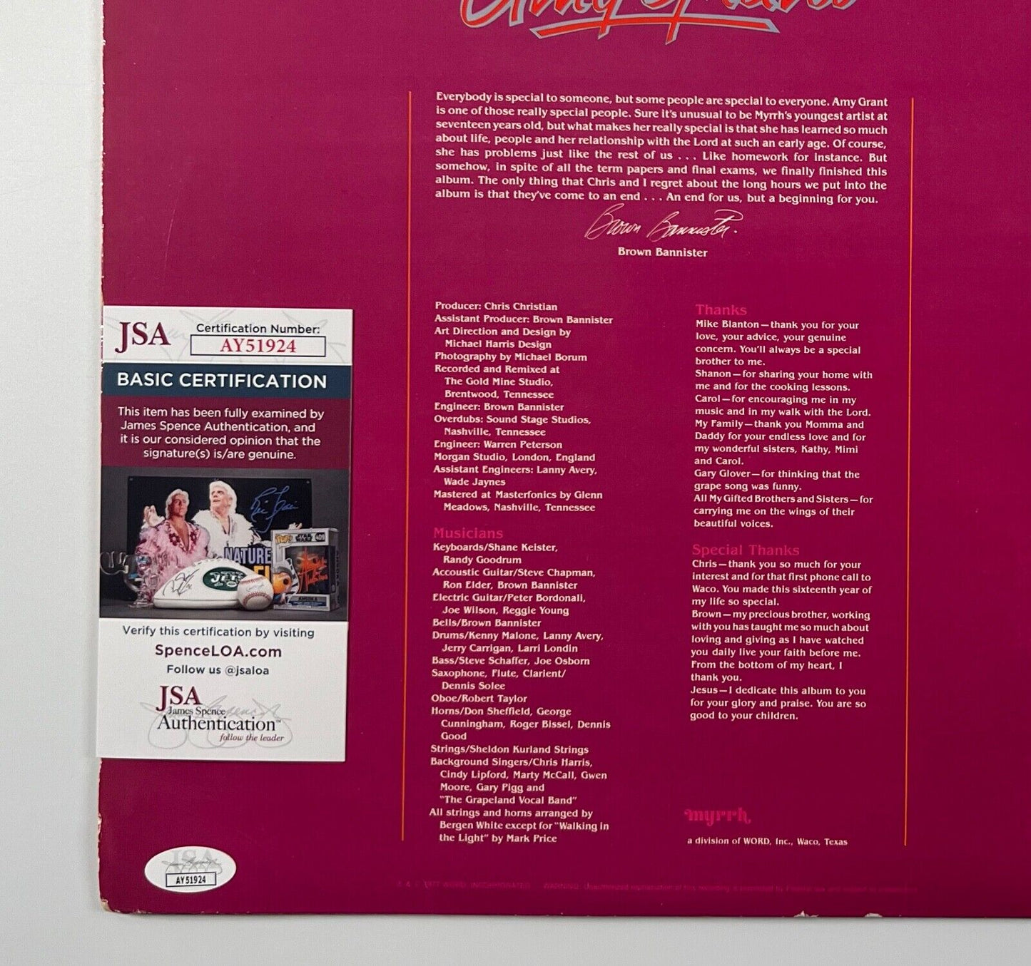 Amy Grant JSA Signed Autograph Record Album Vinyl
