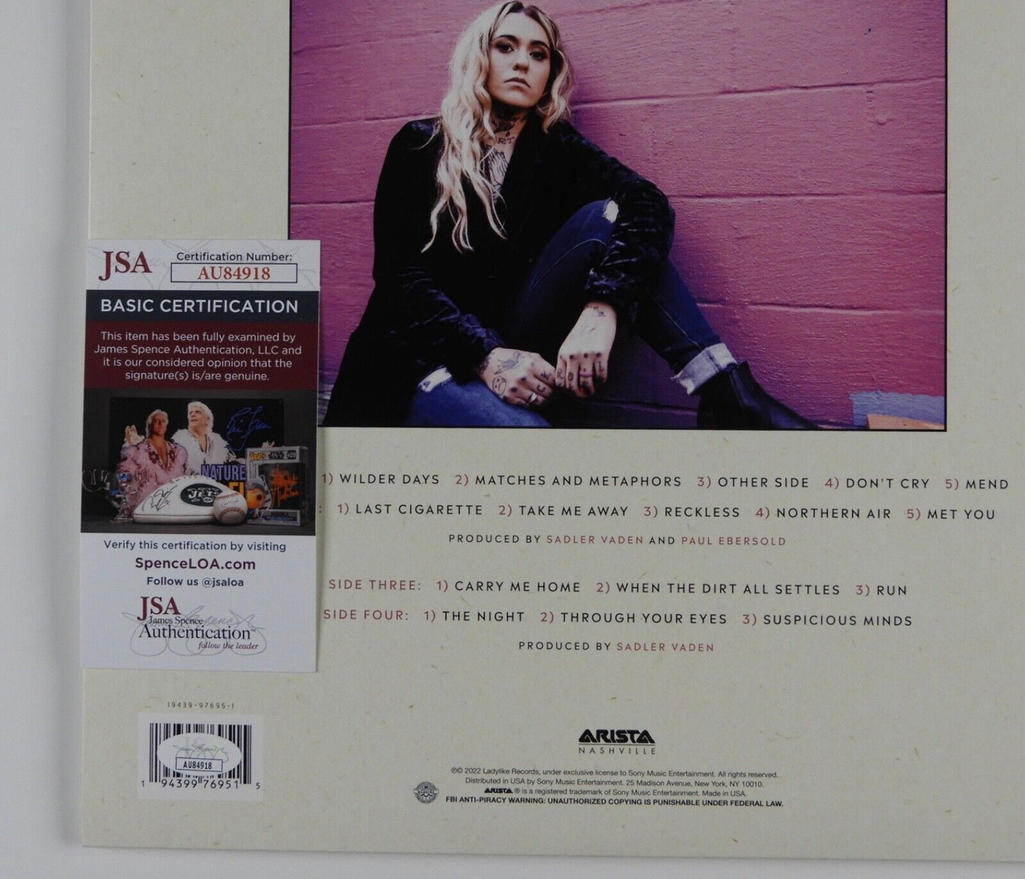 Morgan Wade JSA Signed Autograph Album Record Vinyl Reckless