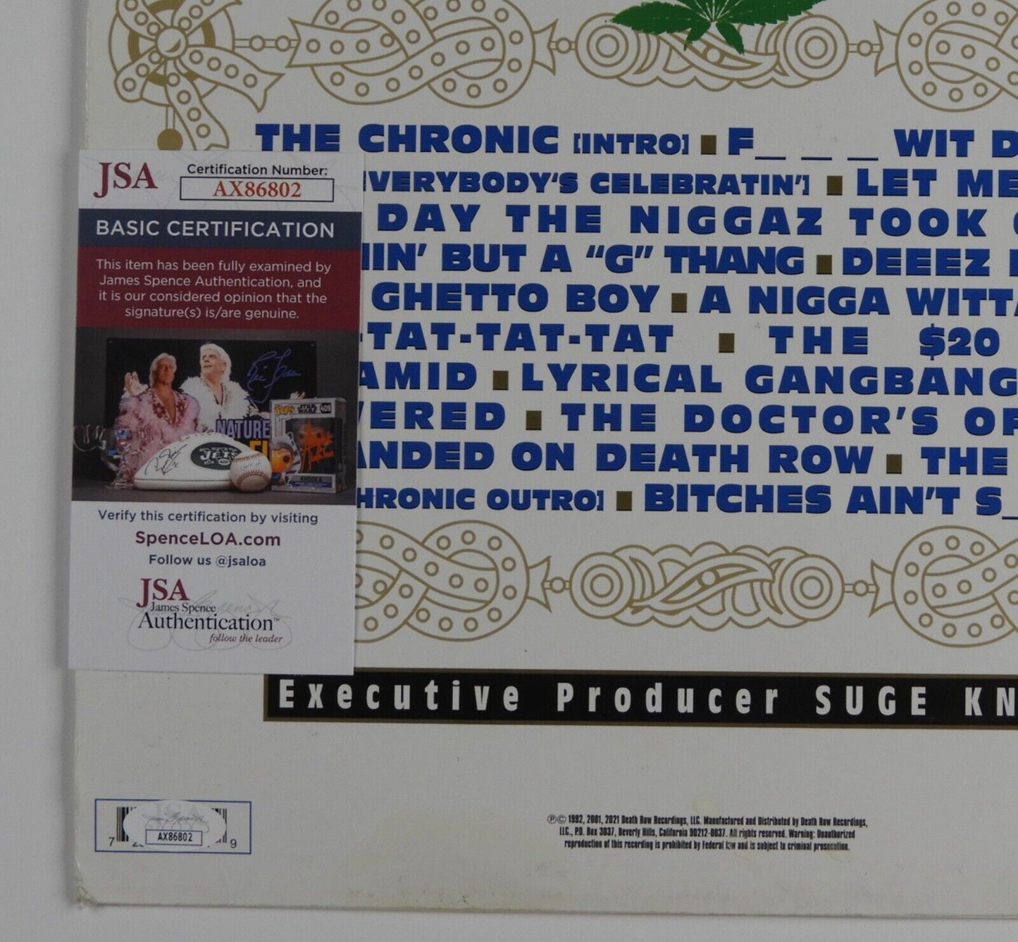 Snoop Dogg JSA Signed Autograph Record Album Vinyl The Chronic
