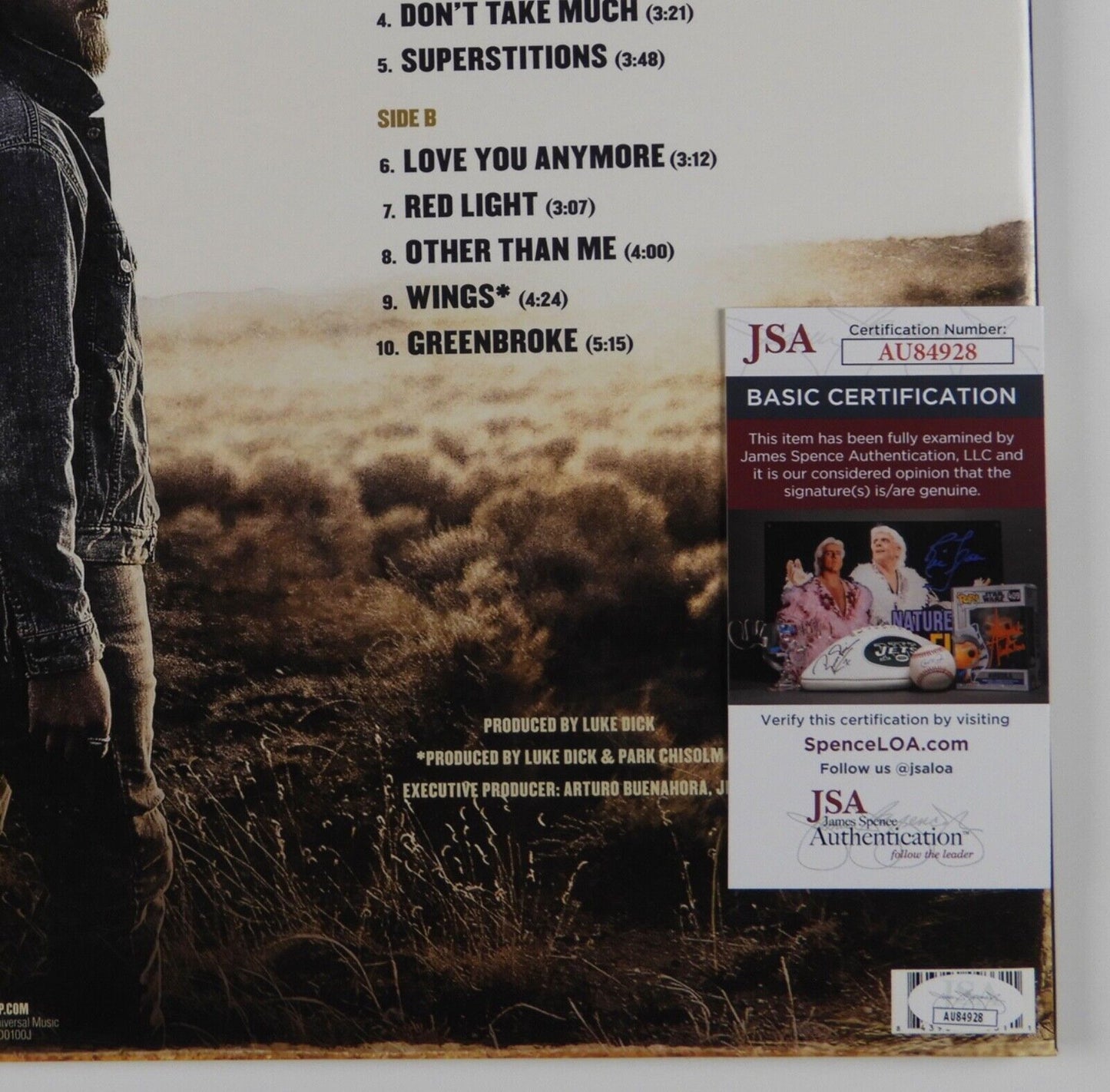 Jackson Dean JSA Signed Autograph Album Record Vinyl Greenbroke