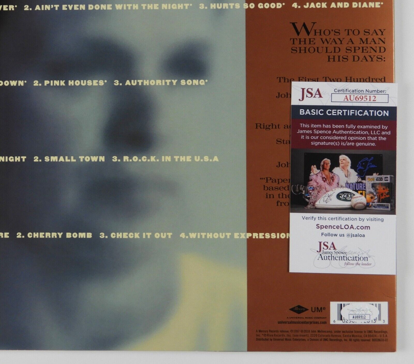 John Cougar Mellencamp JSA Signed Autograph Album Vinyl Record LP The Best