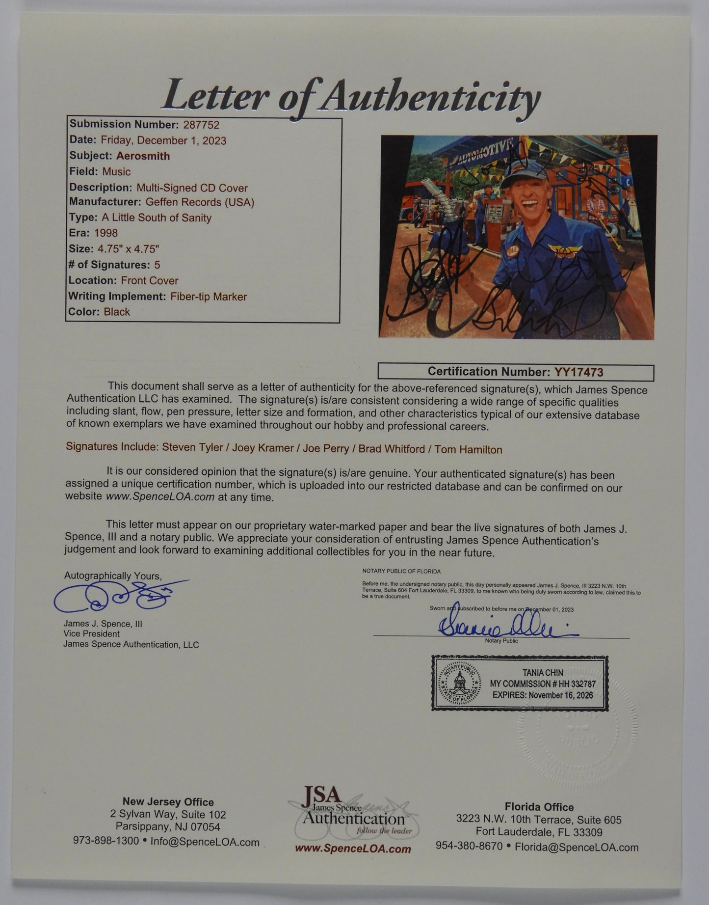 Aerosmith JSA Autograph Fully Signed CD Booklet Steven Tyler +