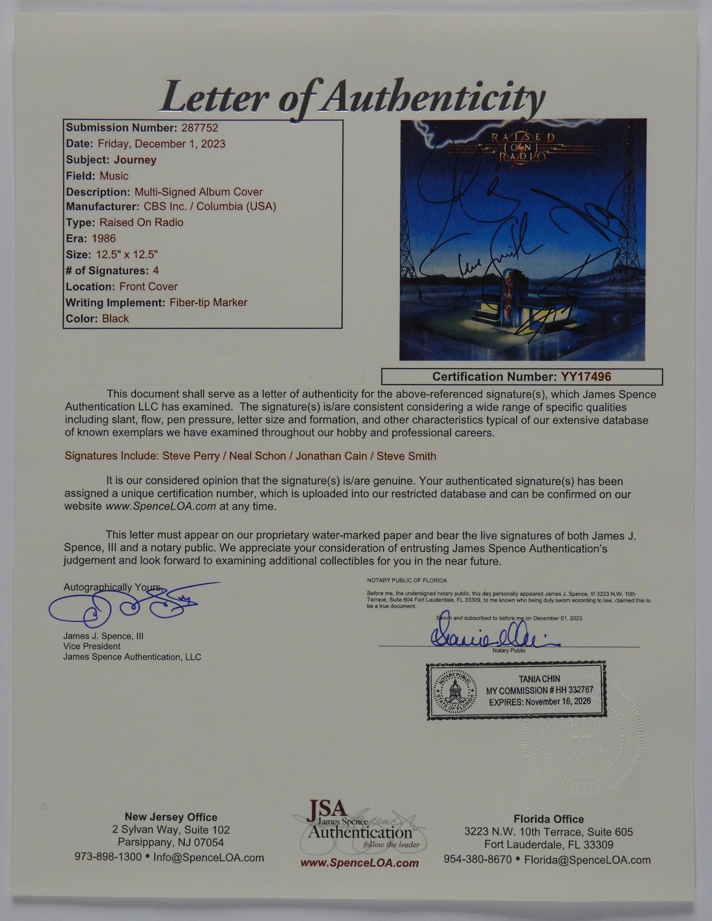 Journey Fully Signed Autograph Album Record Vinyl Steve Perry Raised On Radio