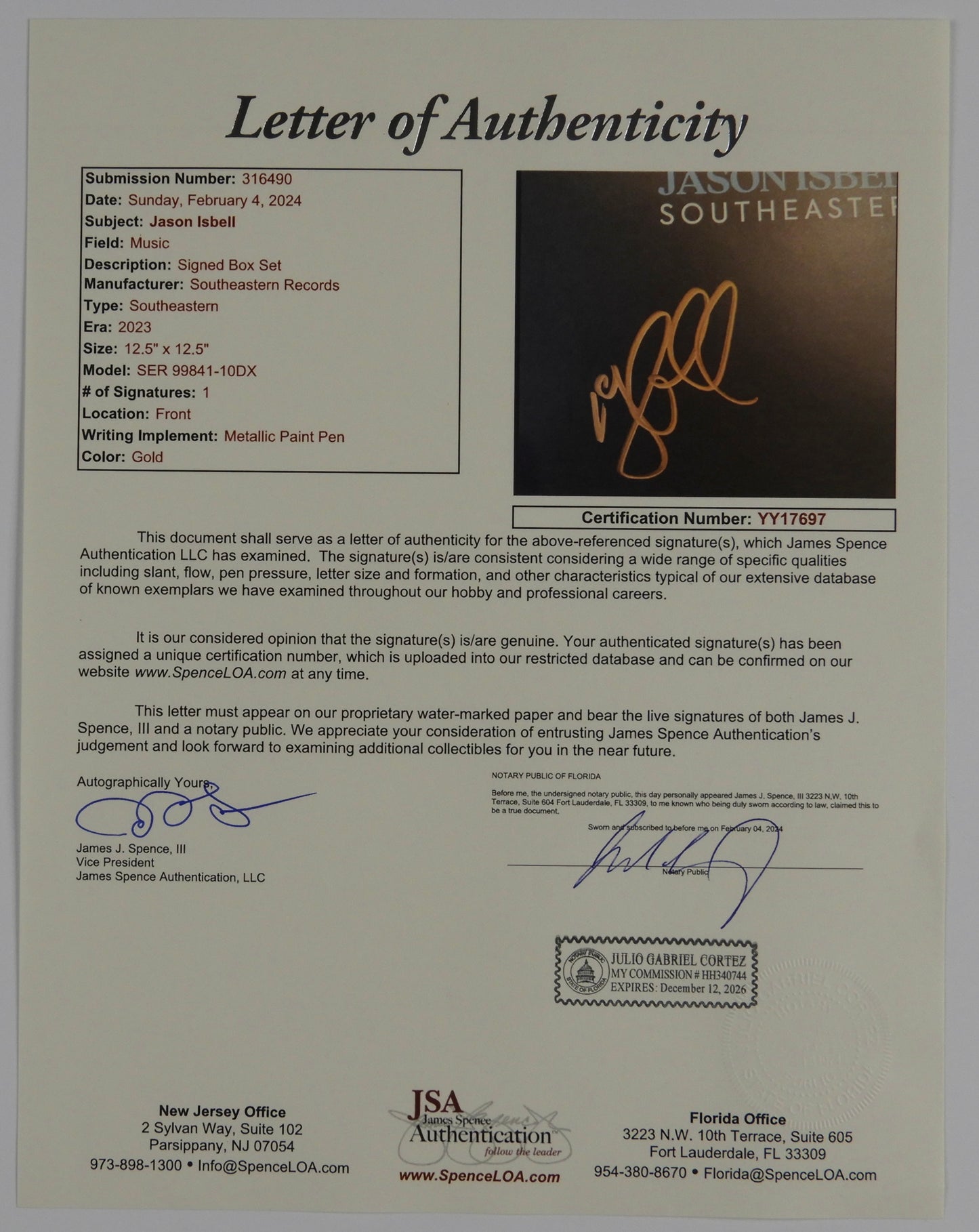 Jason Isbell JSA Signed Autograph Record LP Southeastern Deluxe Edition