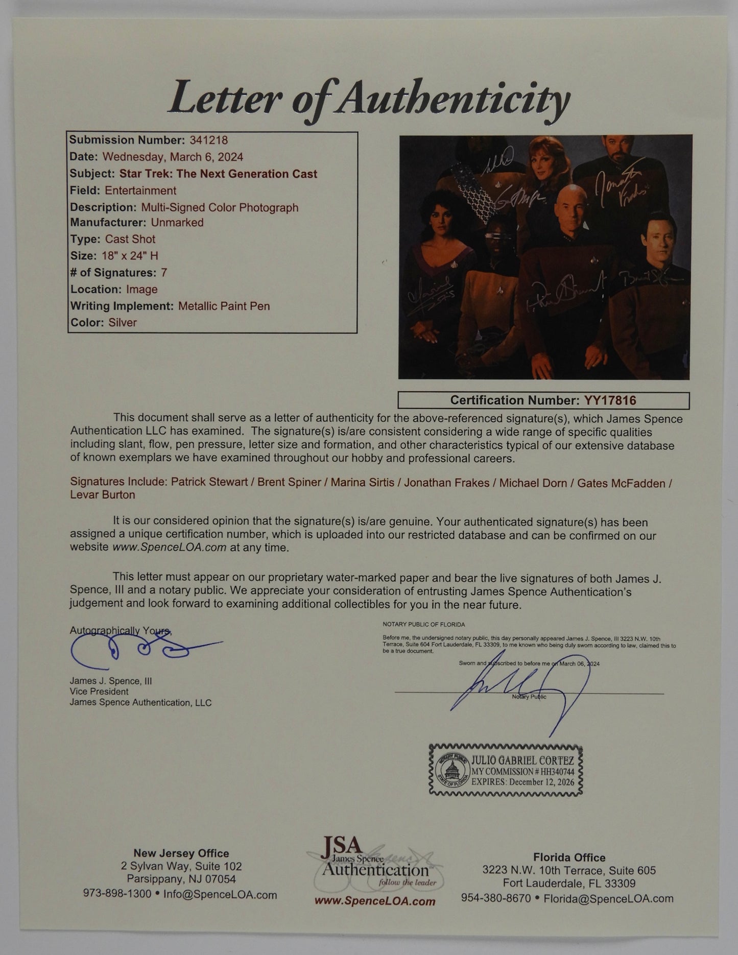 Star Trek The Next Generation Cast Signed Autograph 16 x 20 Patrick Stewart +