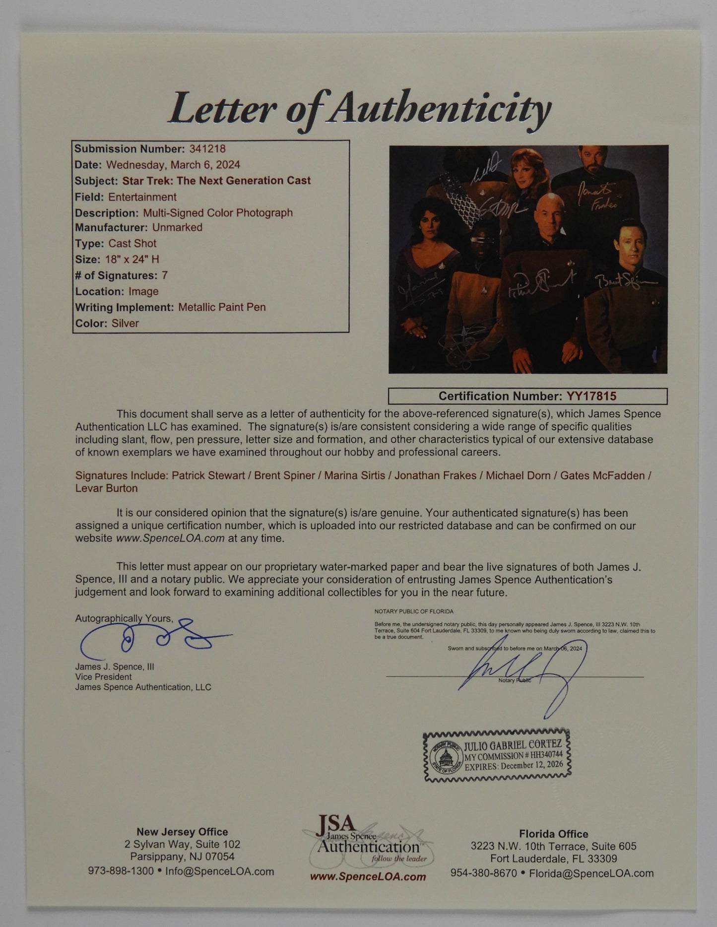 Star Trek The Next Generation Cast Signed Autograph 16 x 20 Patrick Stewart +