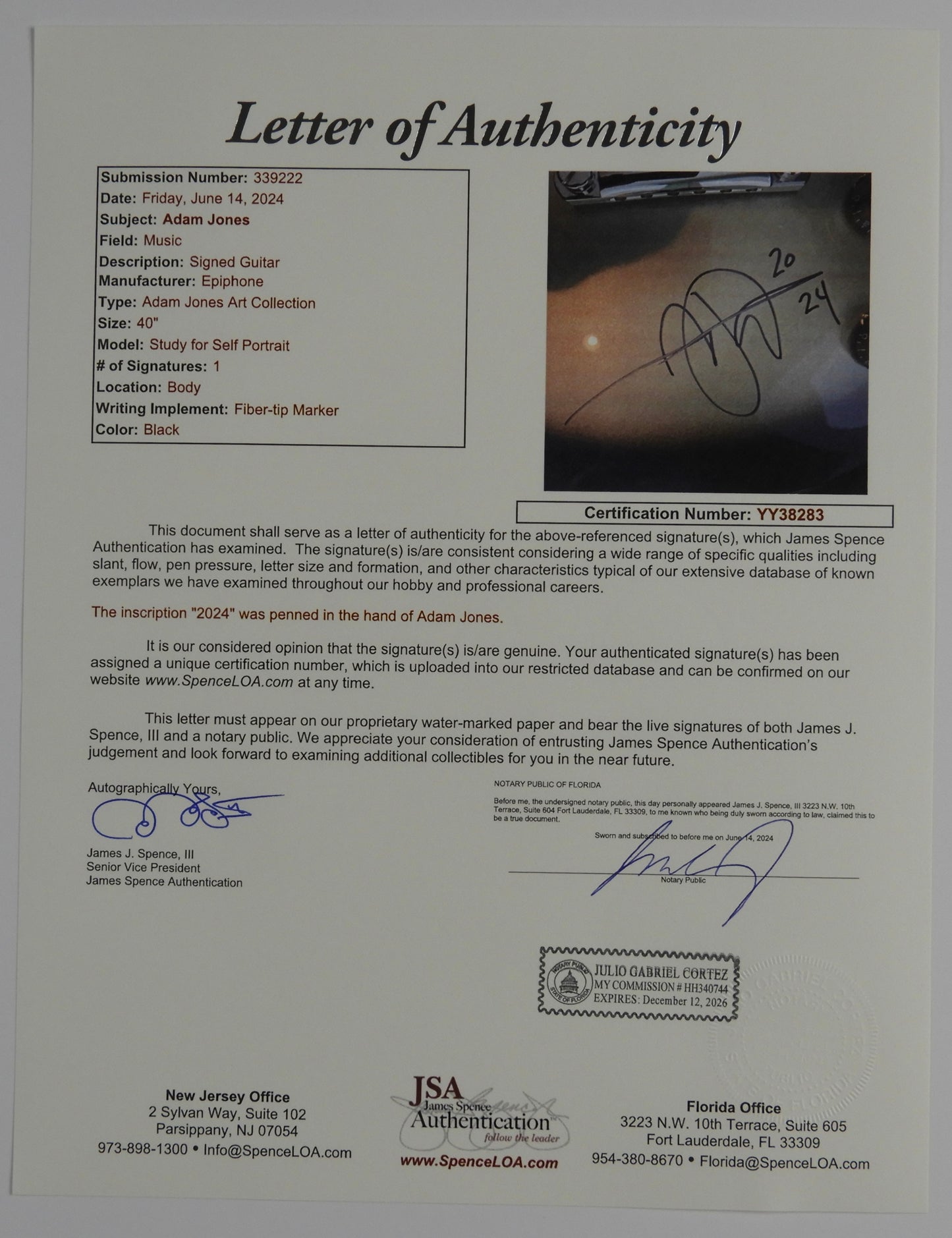 Adam Jones TOOL Signed REAL Epiphone Les Paul Julie Heffernan Guitar Epperson