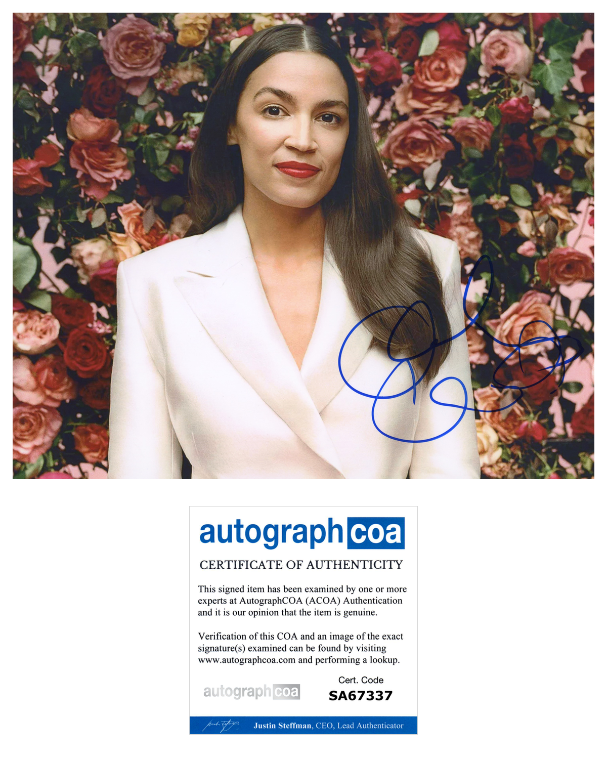 Alexandria Ocasio-Cortez AOC Autograph Signed Photo ACOA COA