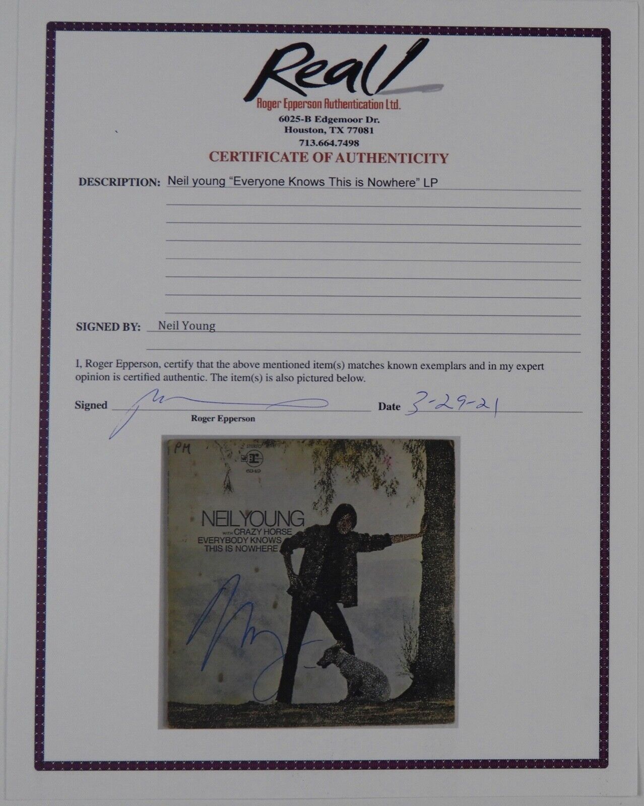 Neil Young JSA Signed Autograph Album Record Vinyl Everyone Knows