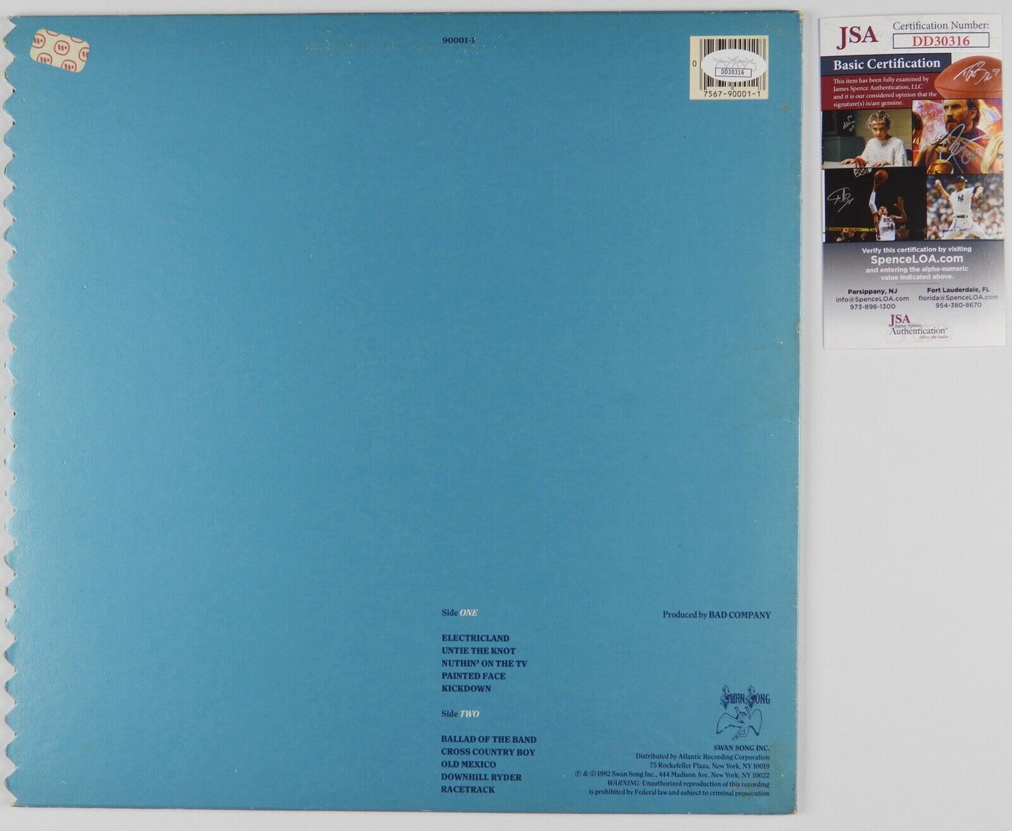 Paul Rodger Bad Company JSA Signed Autograph Record Album Vinyl