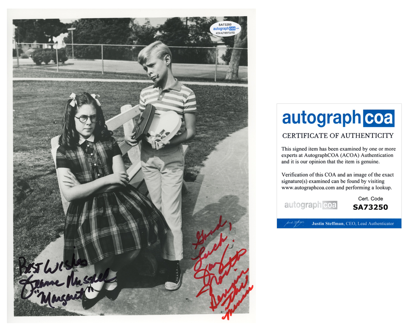Jay North Dennis The Menace Jeanne Russell ACOA Signed Autograph 8 x 10 Photo