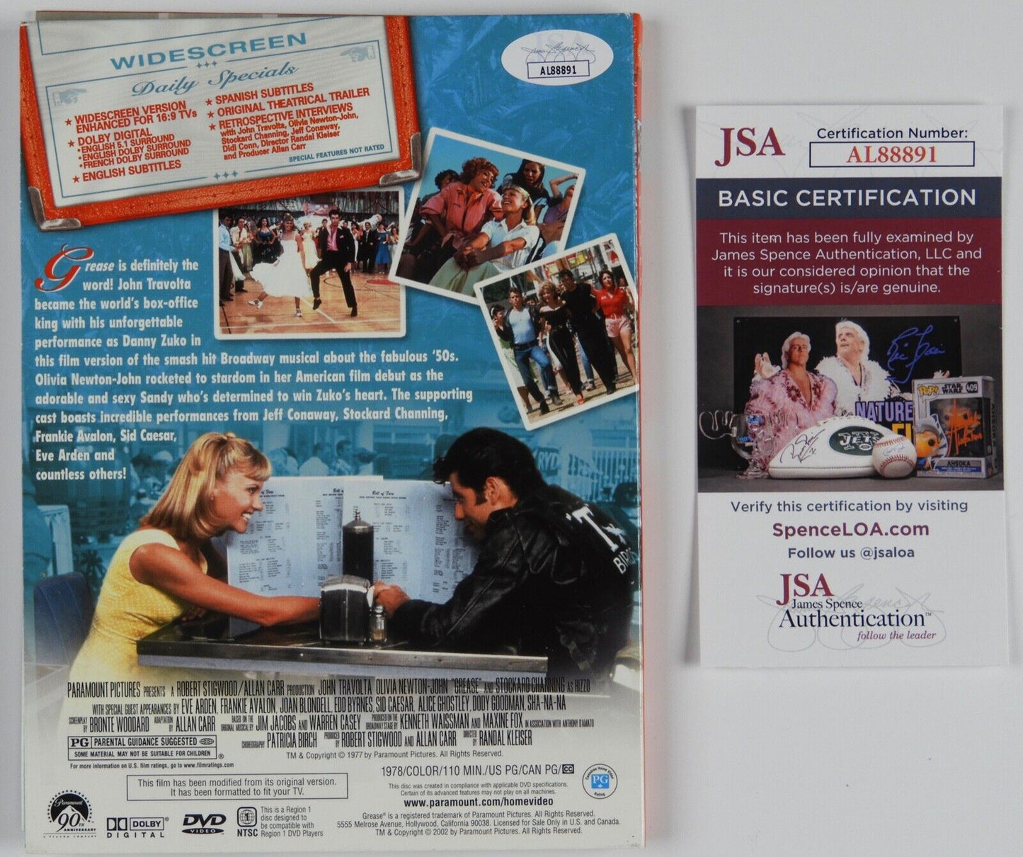 Olivia Newton-John John Travolta Grease JSA Signed Autograph DVD