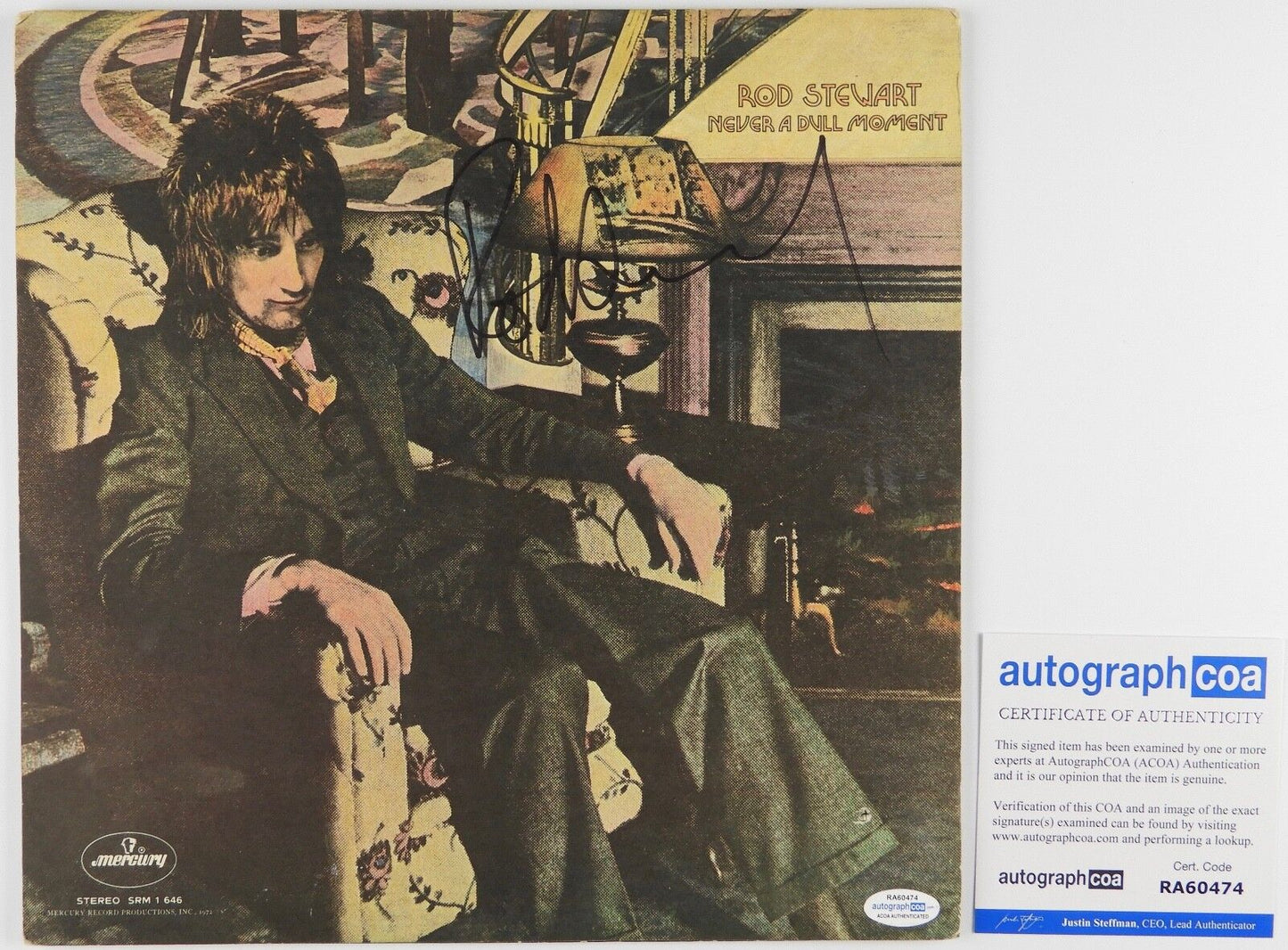 Rod Stewart Signed Autograph Record Album ACOA RACC Vinyl Never A Dull Moment