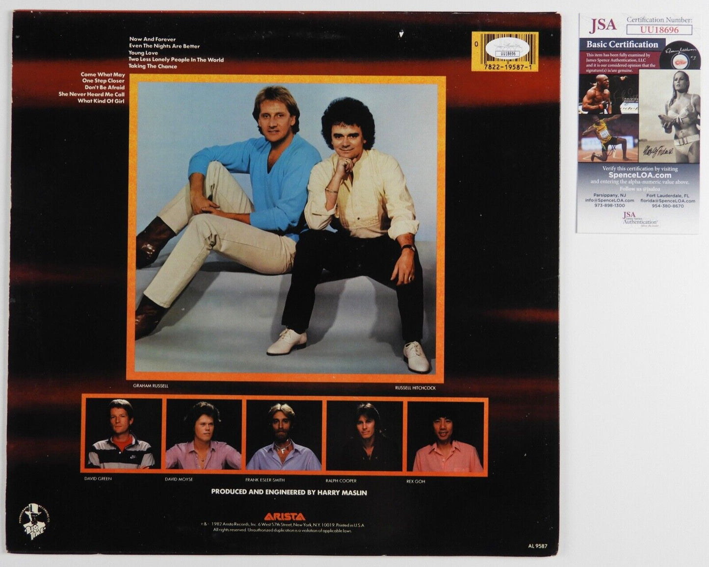 Air Supply JSA Signed Autograph Album Vinyl Record Now And Forever