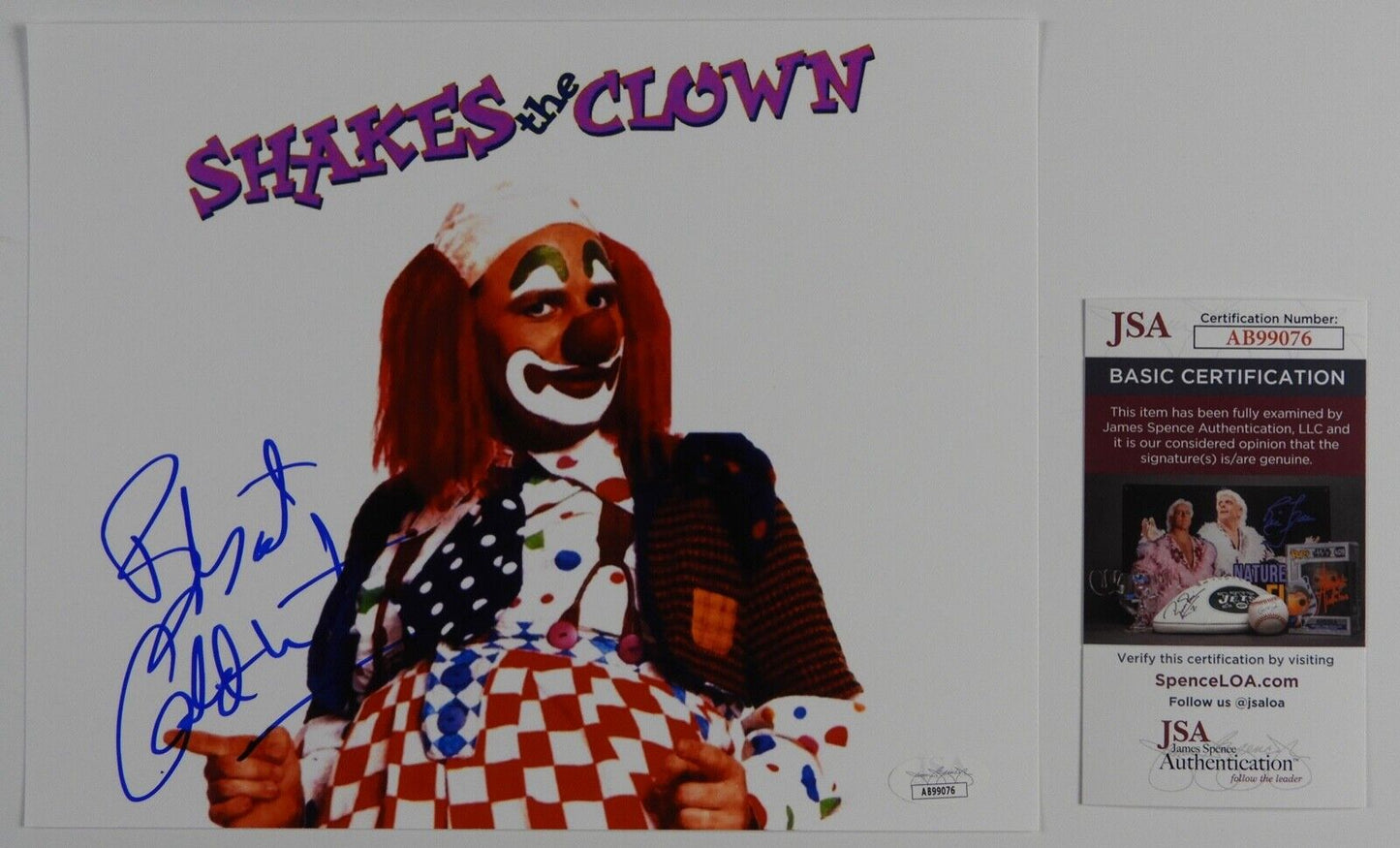 Bobcat Goldthwait shakes the clown JSA Signed Autograph Photo 8 x 10