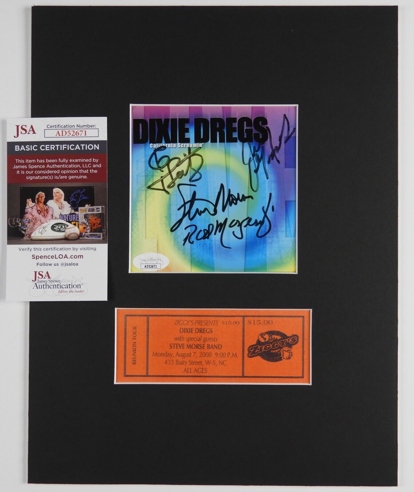 Dixie Dregs Signed JSA Autograph CD Matted Display with Ticket California Scream