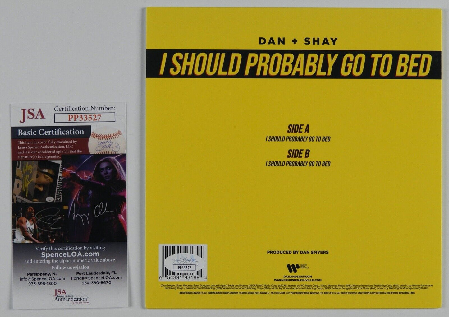 DAN + SHAY JSA Signed Autograph 45 Record Cover I Should Probably Go To Bet