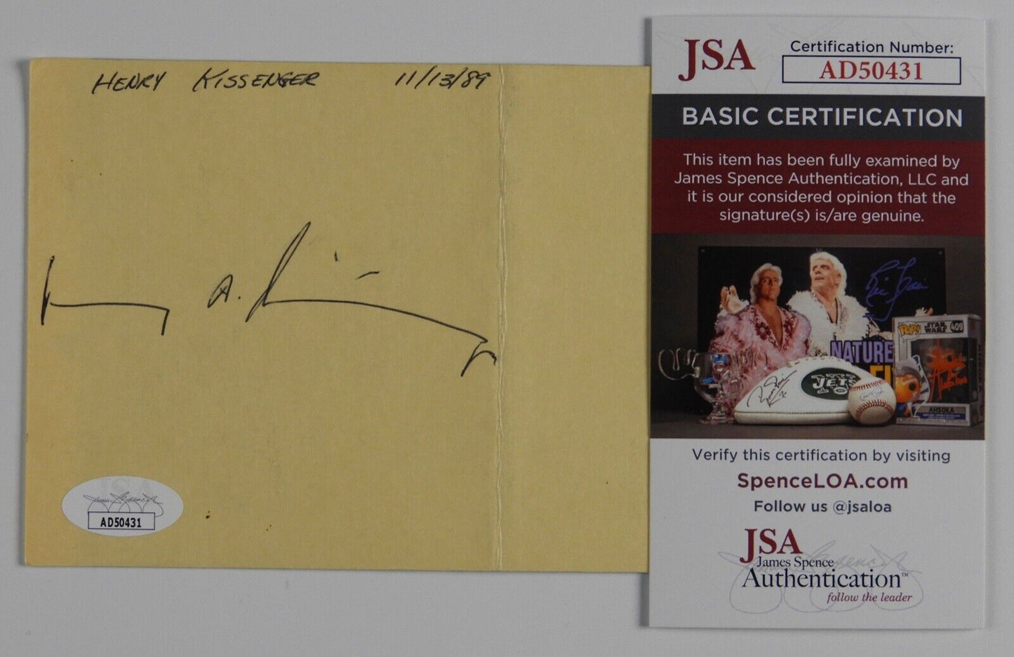 Henry Kissinger JSA COA Signed Autograph Cut