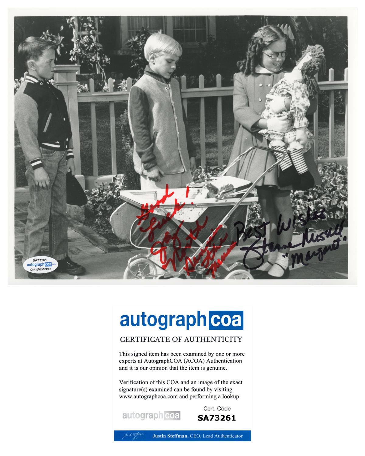 Jay North Dennis The Menace Jeanne Russell ACOA Signed Autograph 8 x 10 Photo