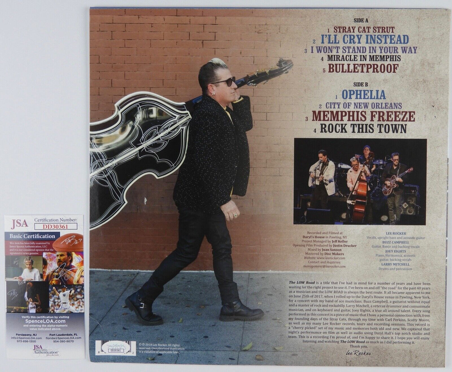 Lee Rocker JSA Signed Autograph Record Album Vinyl Stray Cats