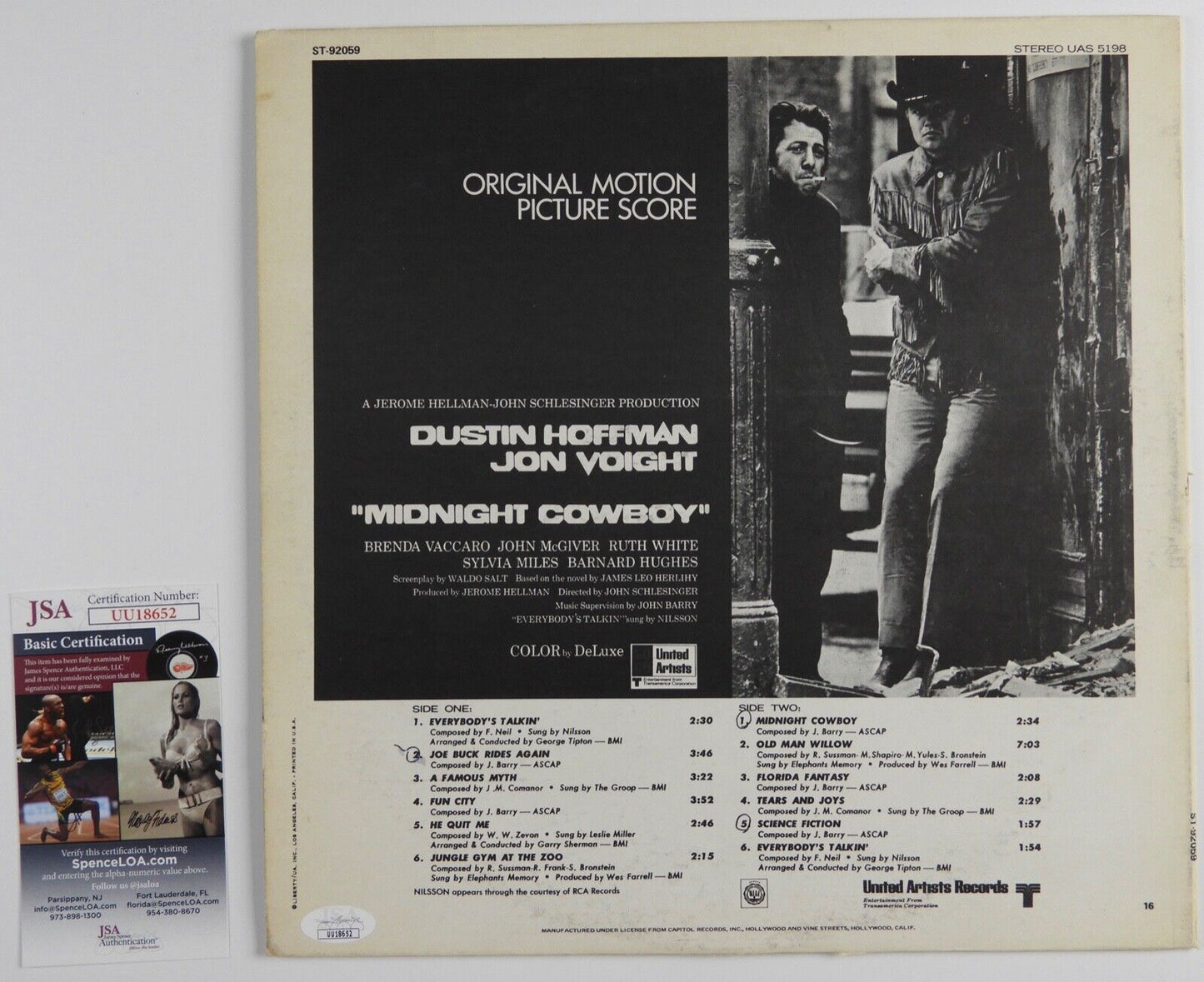 Jon Voight Signed Autograph JSA Record Album Vinyl LP Midnight Cowboy Soundtrack