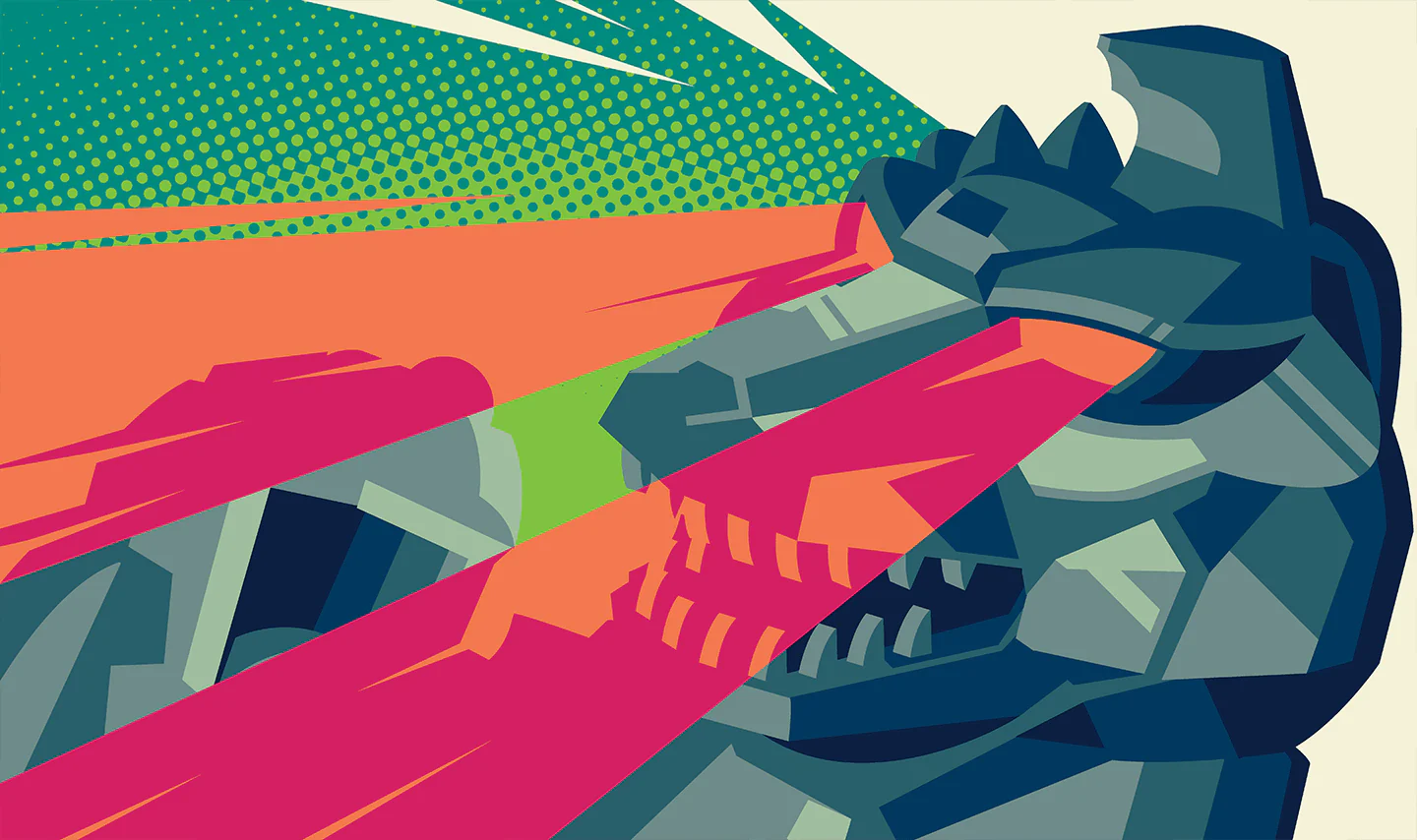 Godzilla vs. Mechagodzilla II Variant MONDO Poster by Tom Whalen Lithograph