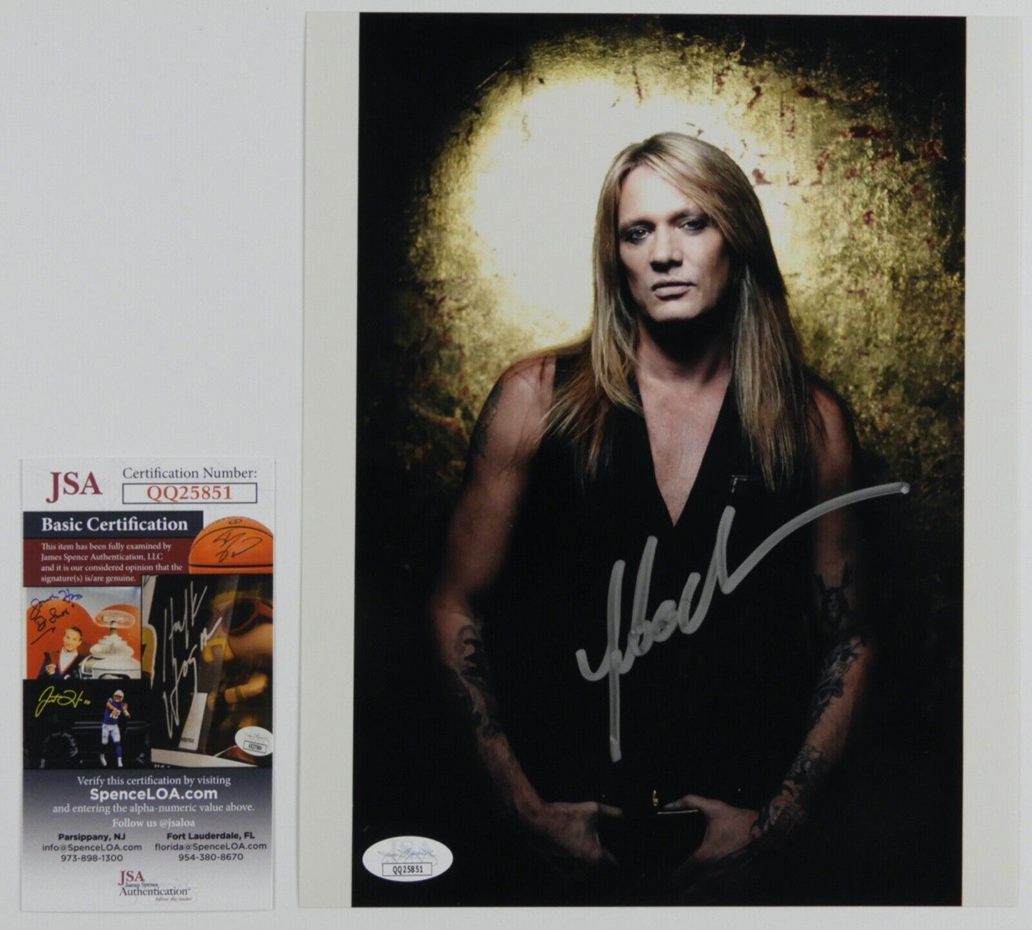 Sebastian Bach Skid Row Signed Autograph JSA 8 x 10 photo