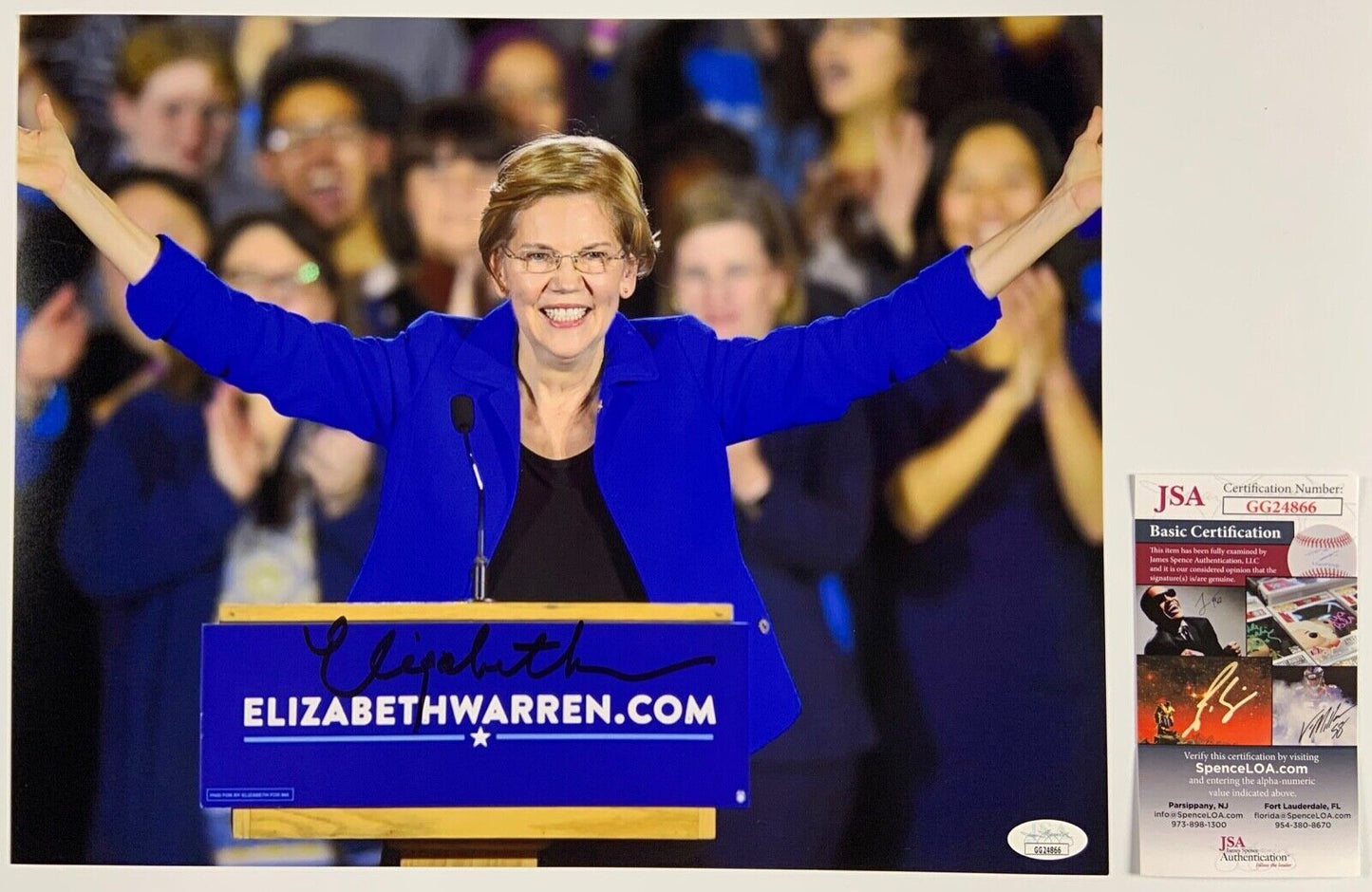 Elizabeth Warren JSA Autograph Signed Photo COA 11 x14 Senator President