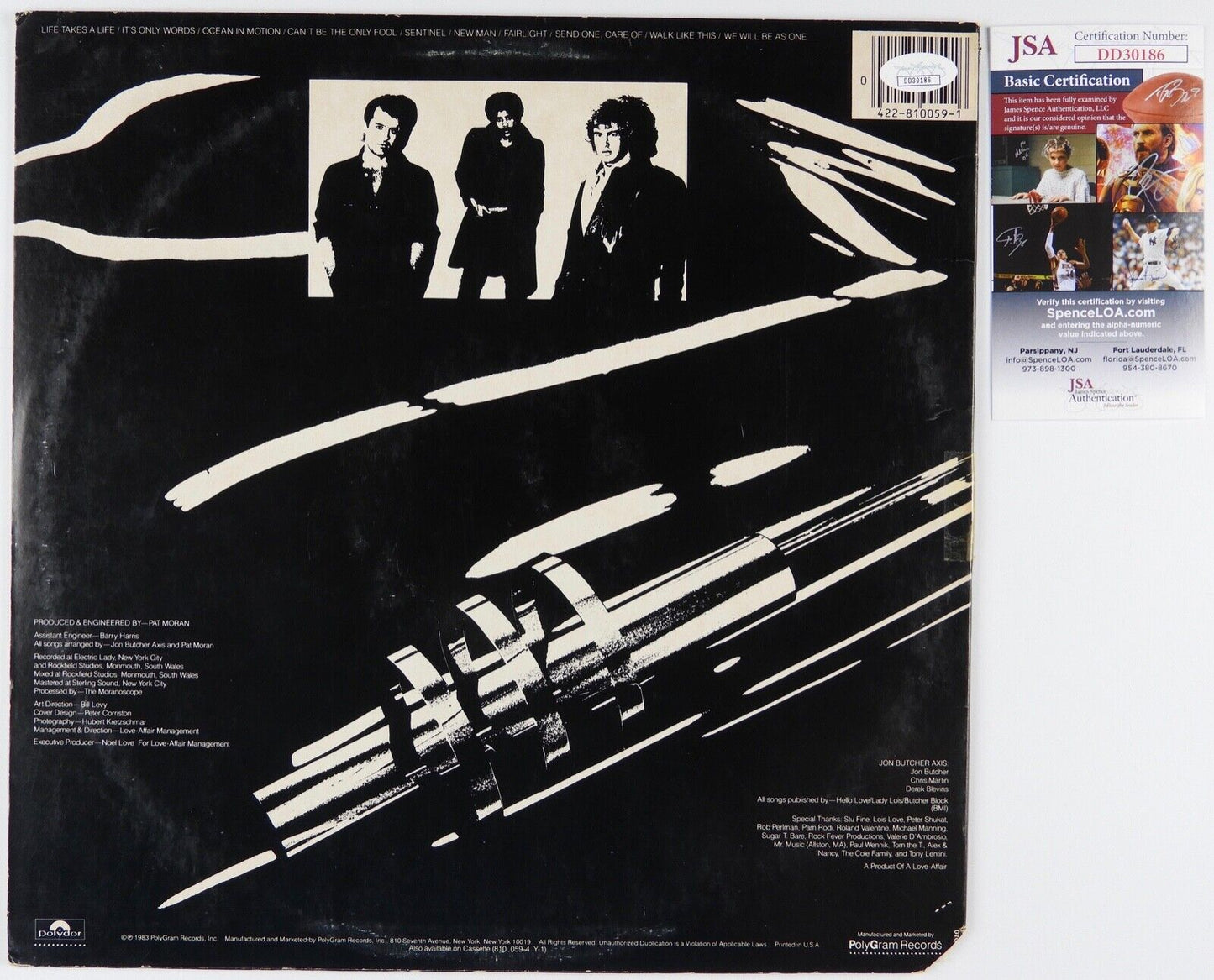 Jon Butcher Signed Autograph JSA Record Album Vinyl LP Axis