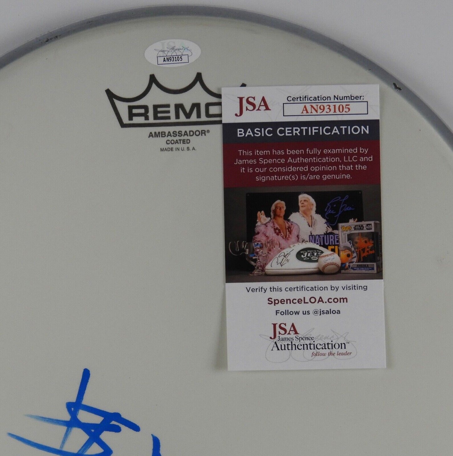 Travis Barker JSA Autograph Signed Drum Head COA 14" Blink 182