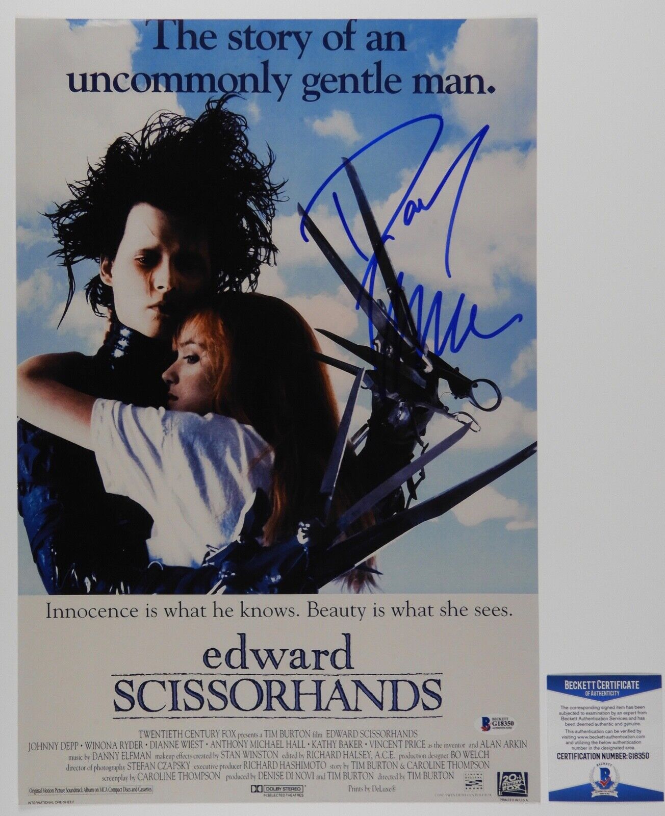 Danny Elfman Autograph Beckett 12 x 18 Signed Photo Edward Scissorhands