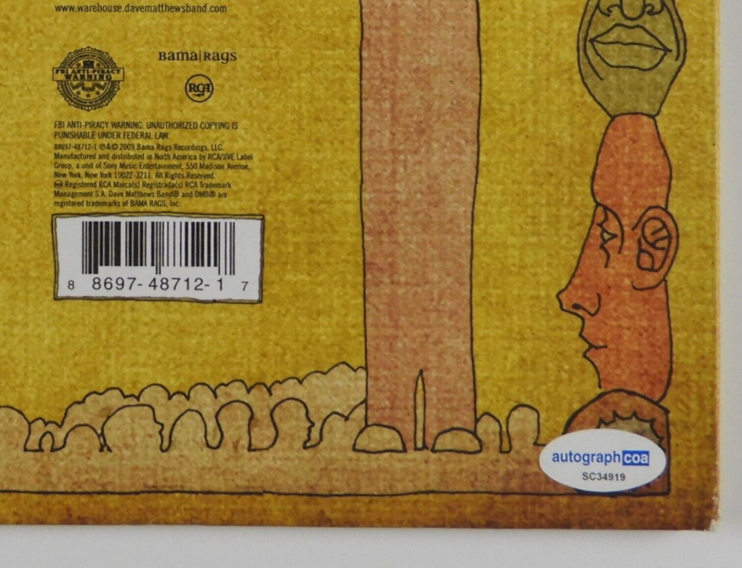 Dave Matthews Band ACOA Autograph Signed Record Vinyl Album Epperson Big Whiskey