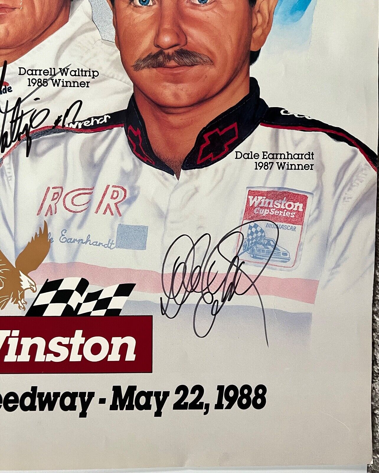 Dale Earnhardt Bill Elliott Darrell Waltrip Beckett Signed Autograph The Winston
