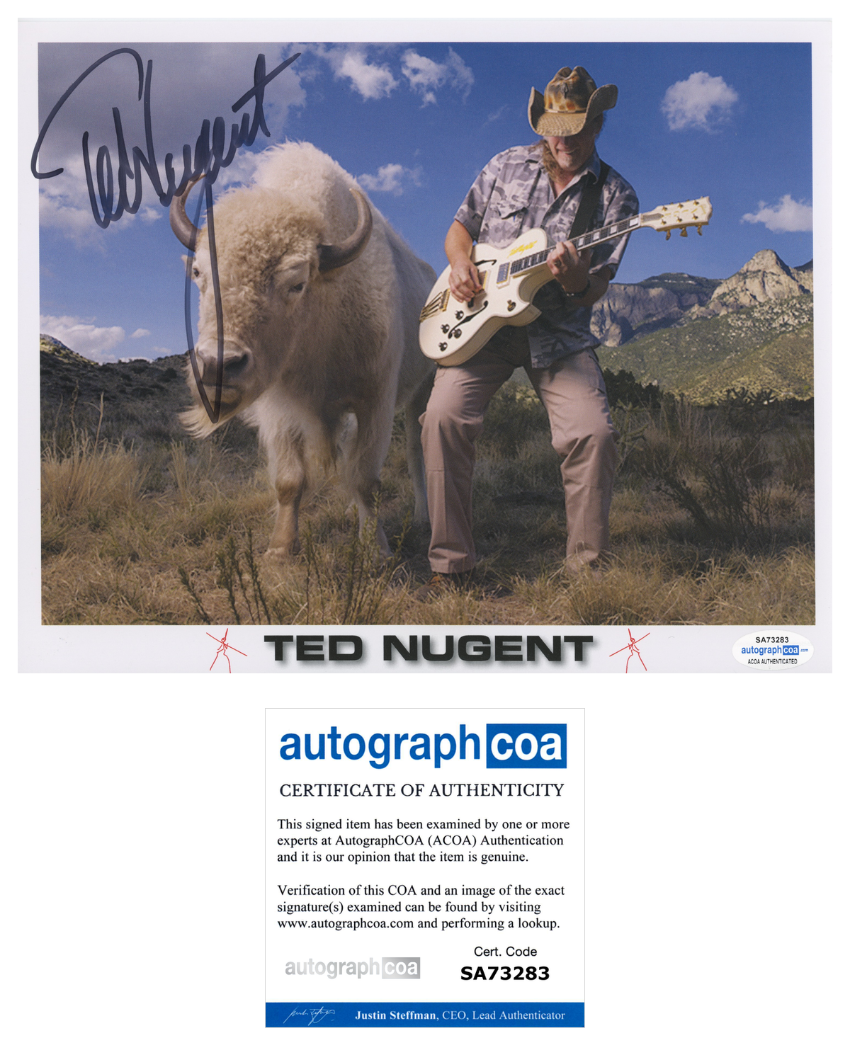 Ted Nugent Signed ACOA Signed Autograph 8 x 10 Photo
