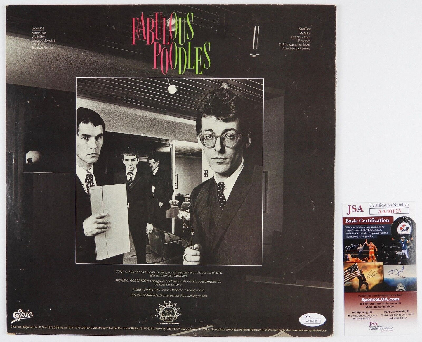 Fabulous Poodles Signed Autograph Album JSA Full Band Mirror Stars