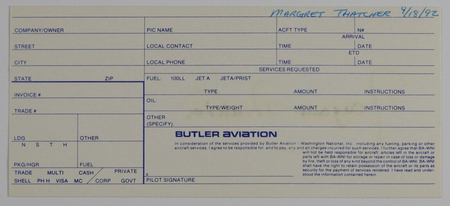 Margaret Thatcher JSA COA Signed Autograph Cut