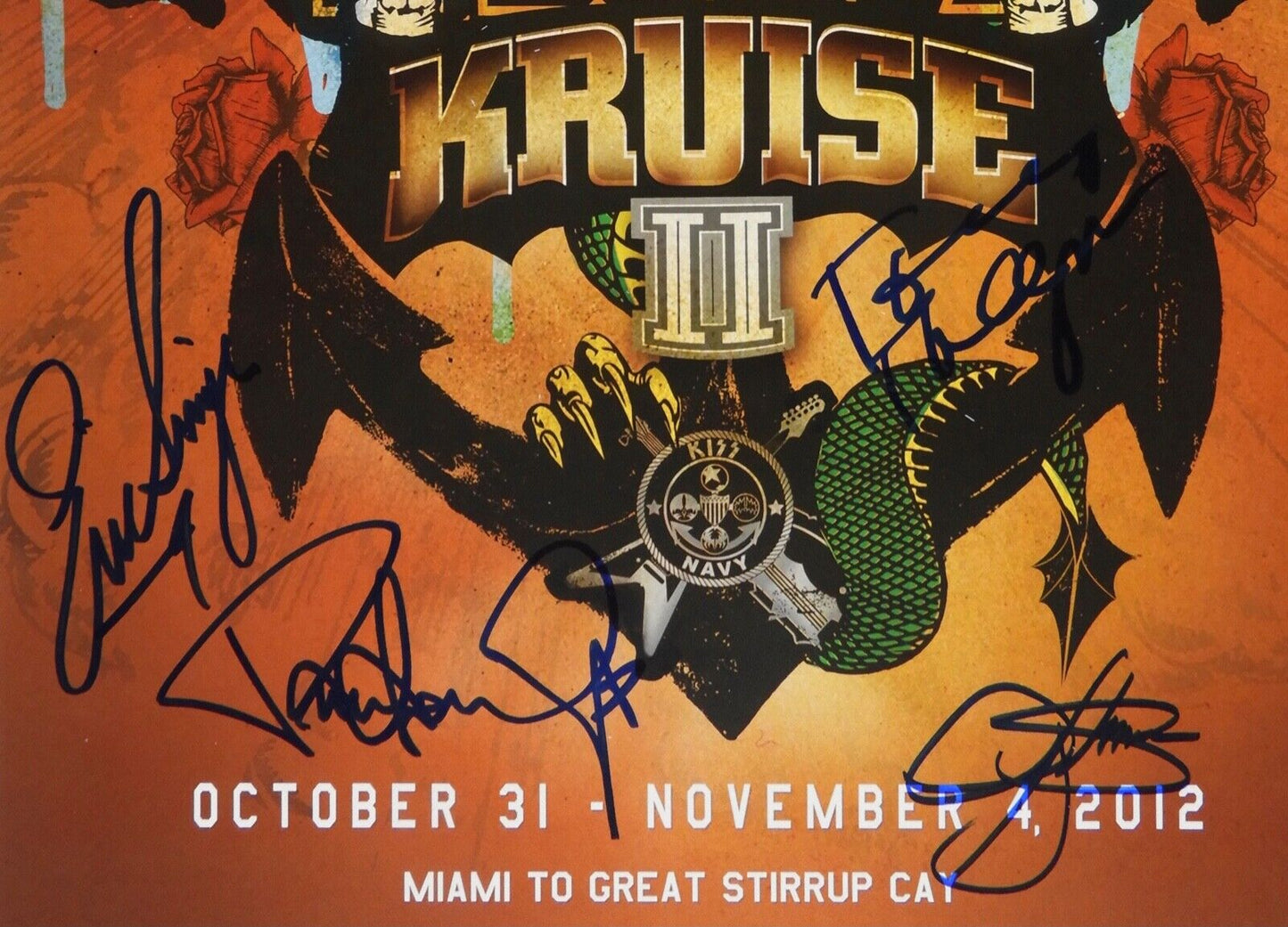 KISS JSA Signed Autograph 12 x 18 Gene Simmons Paul Stanley Kruise II Poster